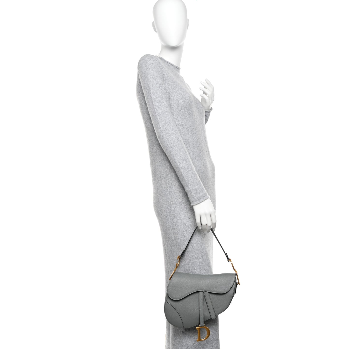 Grained Calfskin Saddle Bag Grey