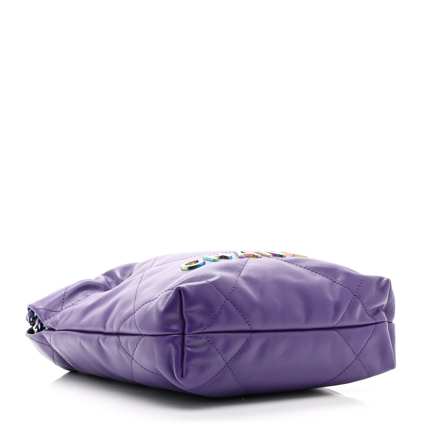 Shiny Calfskin Quilted Rainbow Mini Chanel 22 Purple