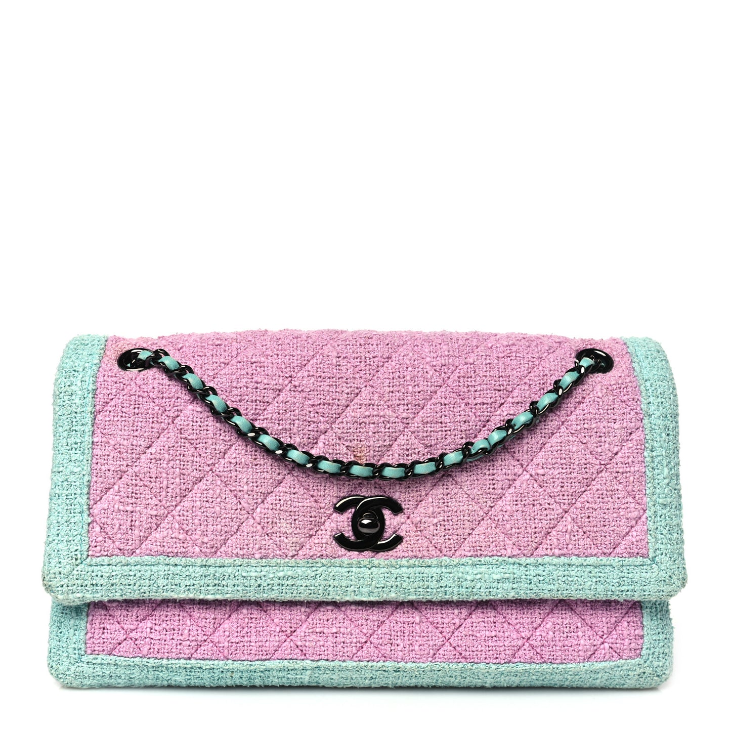 Tweed Quilted Flap Pink Blue