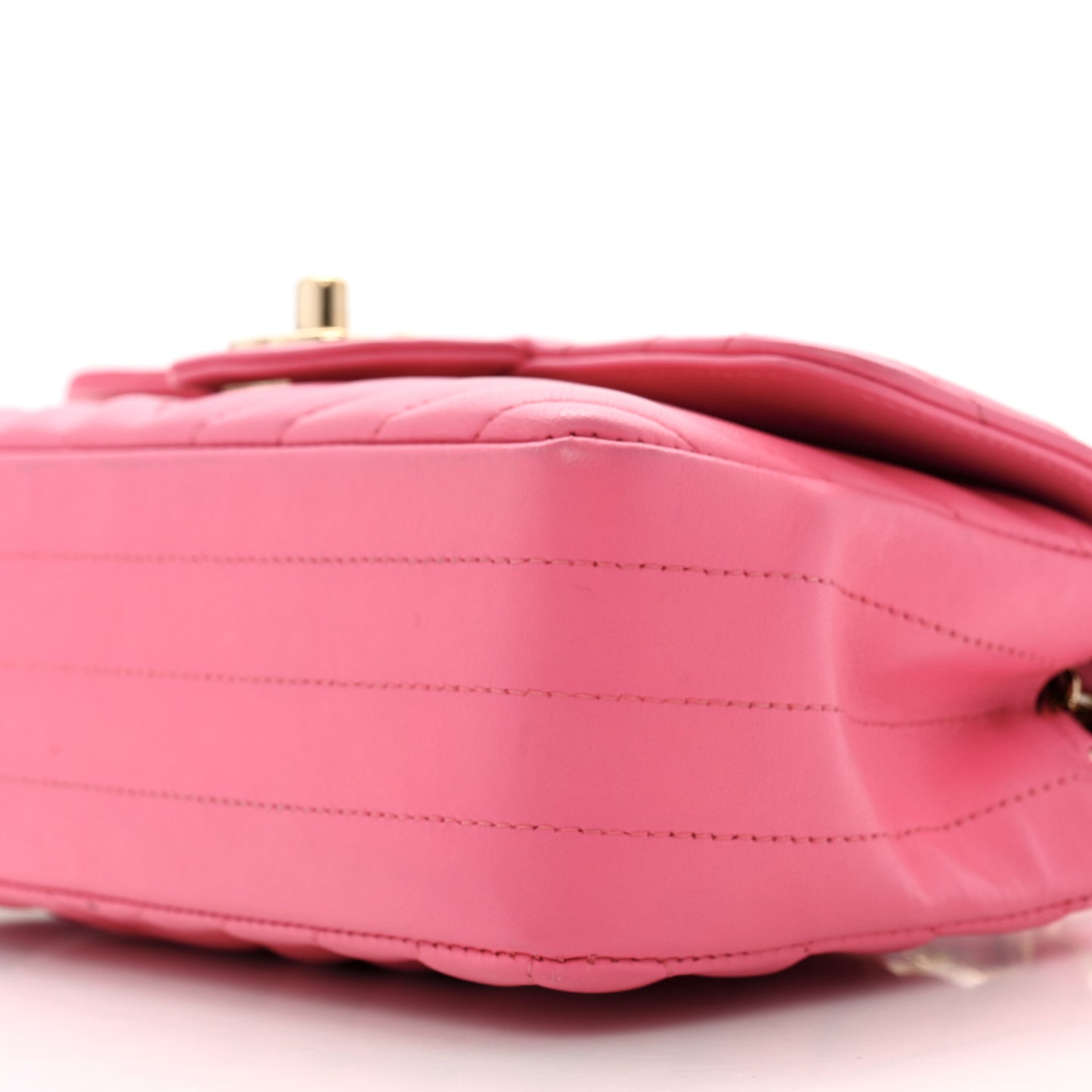 Lambskin Chevron Quilted Mini Rectangular Flap Fuchsia