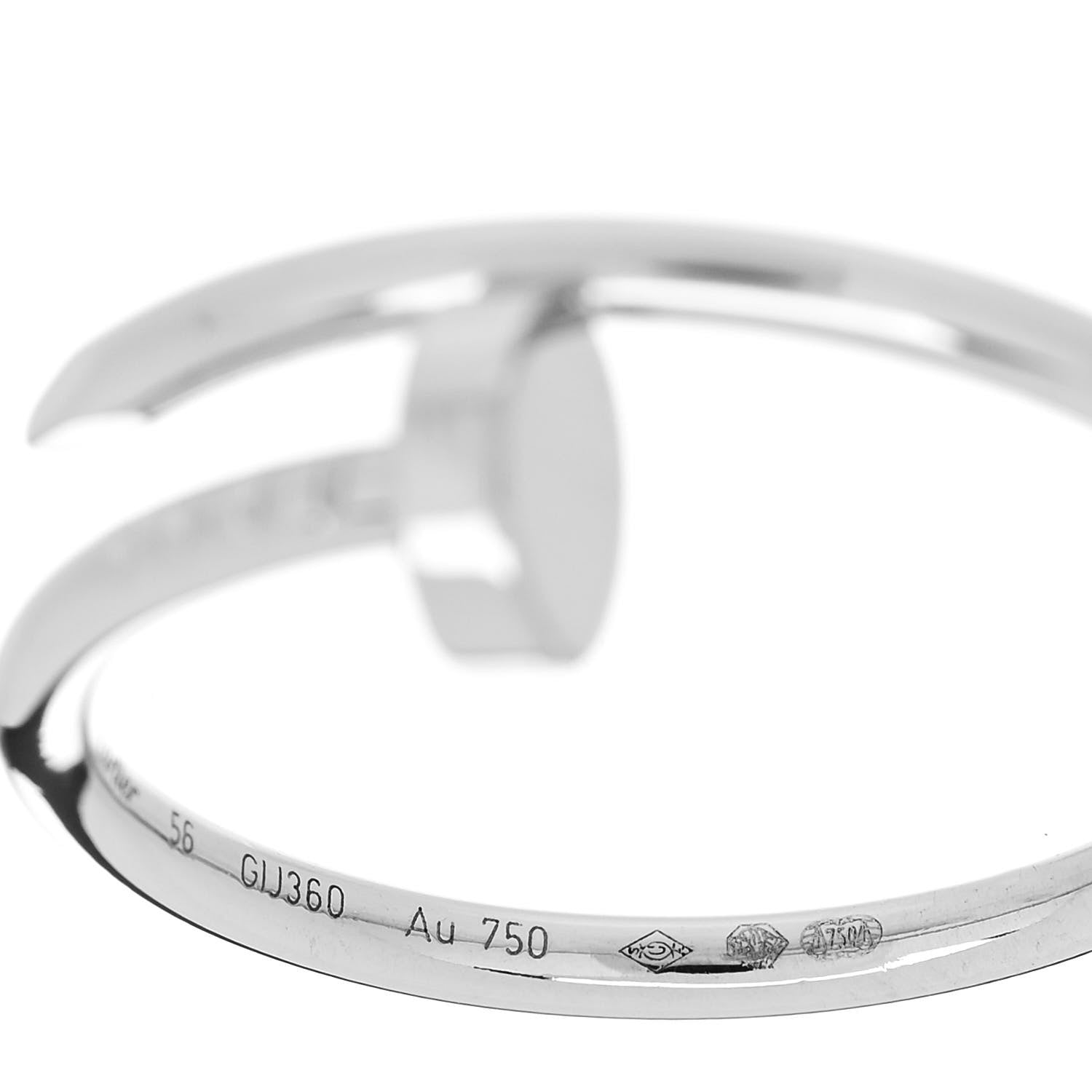 Cartier 18K White Gold Small Juste Un Clou Ring 56 7.5 5 of 5