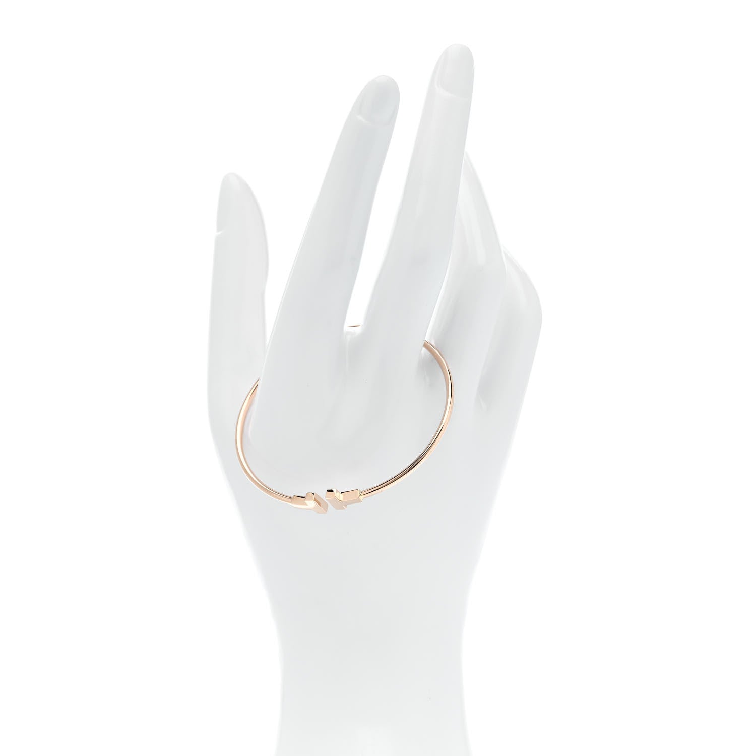 Tiffany 18K Rose Gold Narrow T Wire Bracelet 2 of 5