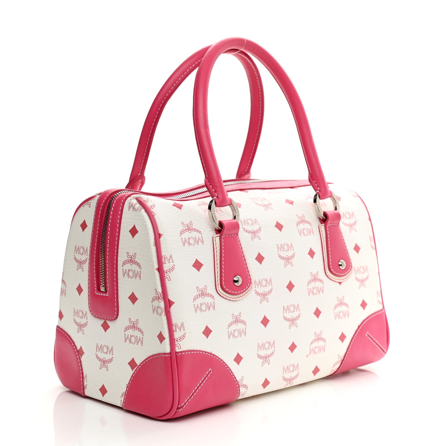 Visetos Medium Boston Bag Pink White