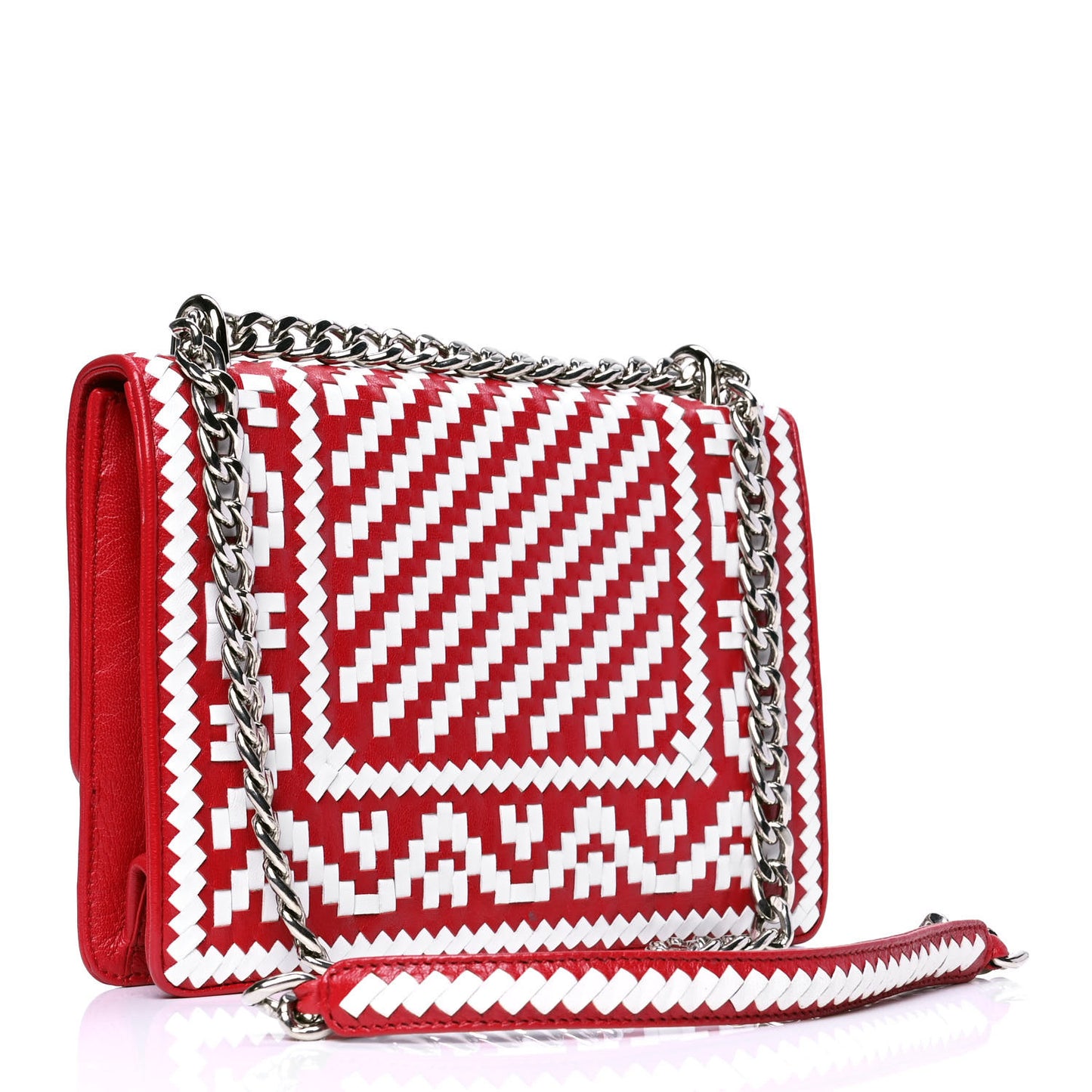 Madras Woven Shoulder Bag Fuoco White
