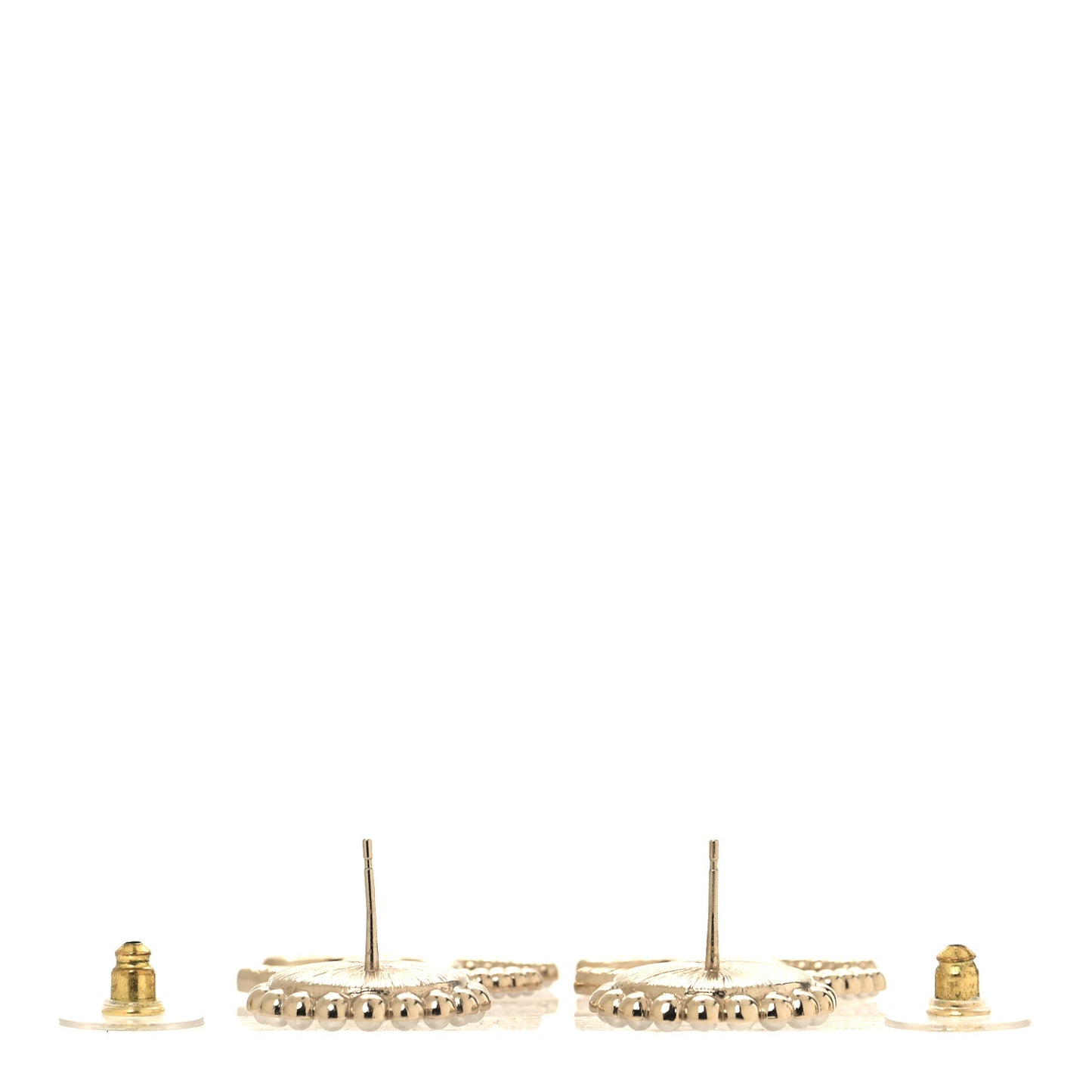 Crystal Pearl CC Drop Round Earrings Gold