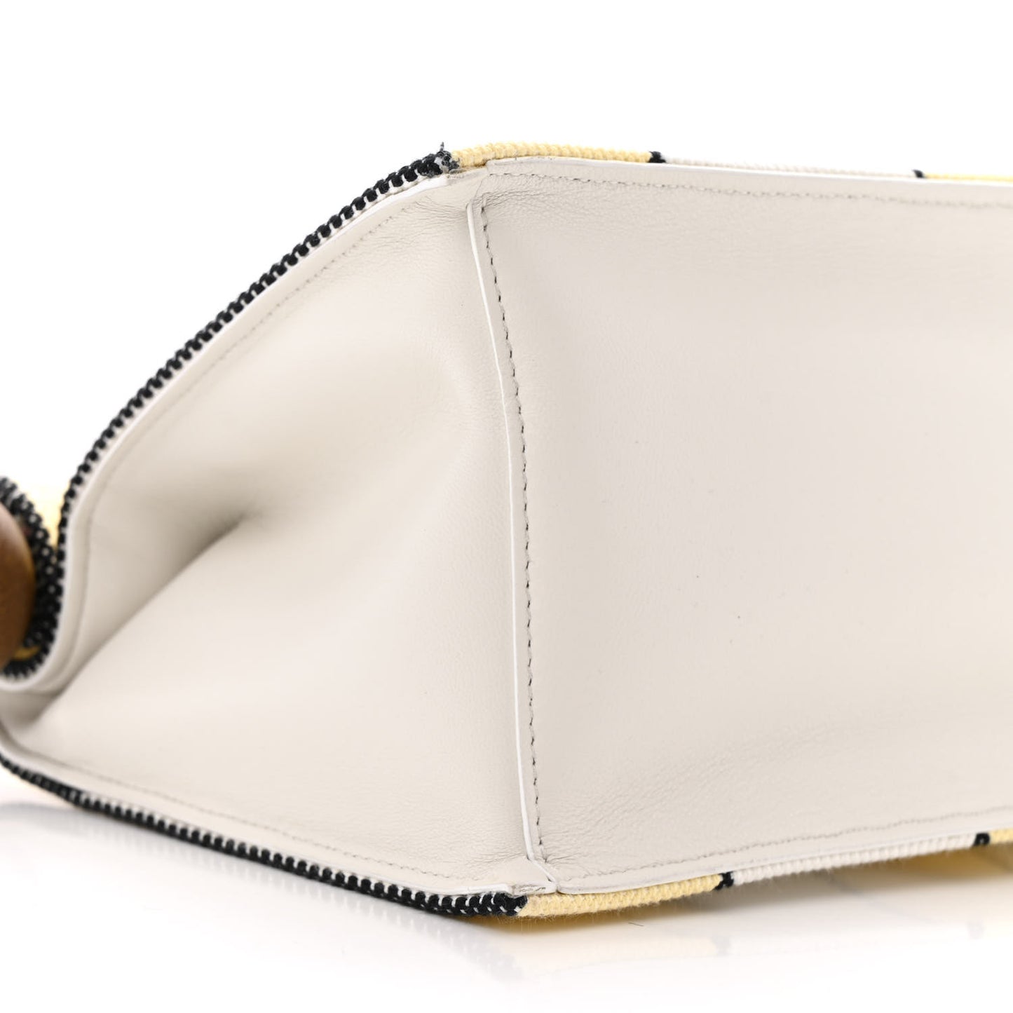 Cotton Canvas Striped La Rond Carre Take Out Clutch White Yellow
