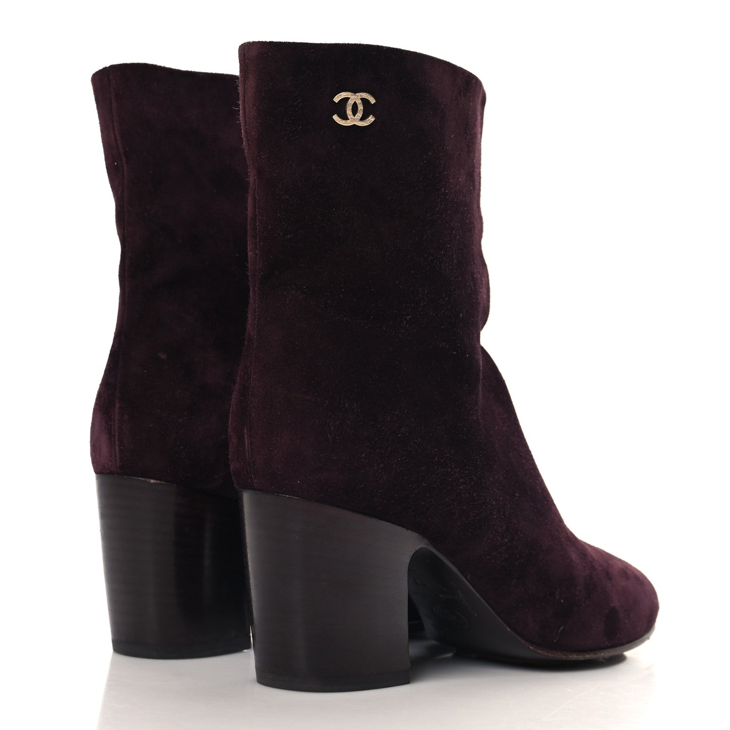 Suede Calfskin CC Short Boots 37 Burgundy