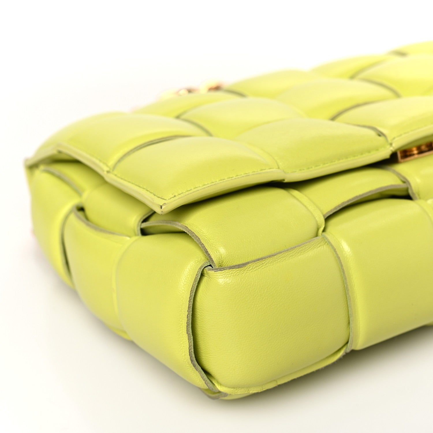 Bottega Veneta Lambskin Maxi Intreccio Padded Chain Cassette Crossbody Bag Seagrass 8 of 9