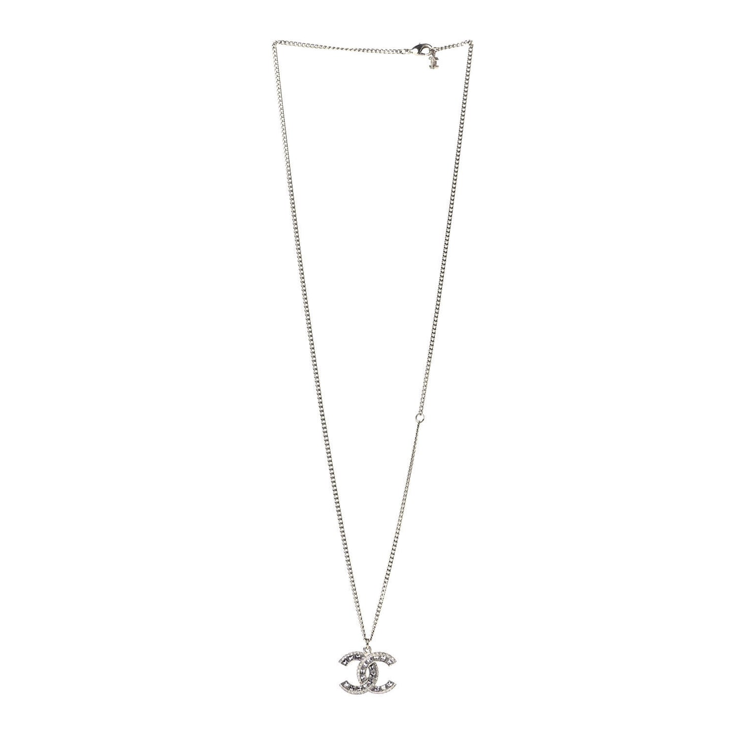 Baguette Crystal CC Pendant Necklace Light Gold