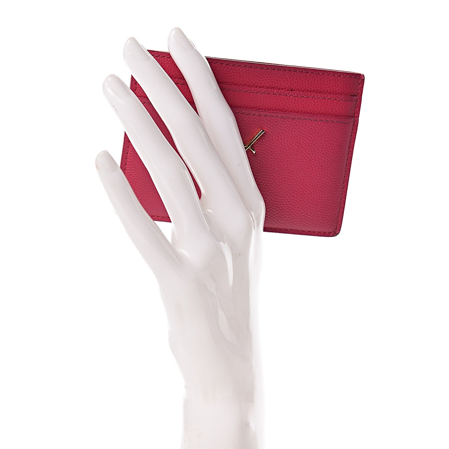 Grain De Poudre Monogram Credit Card Case Fuschia