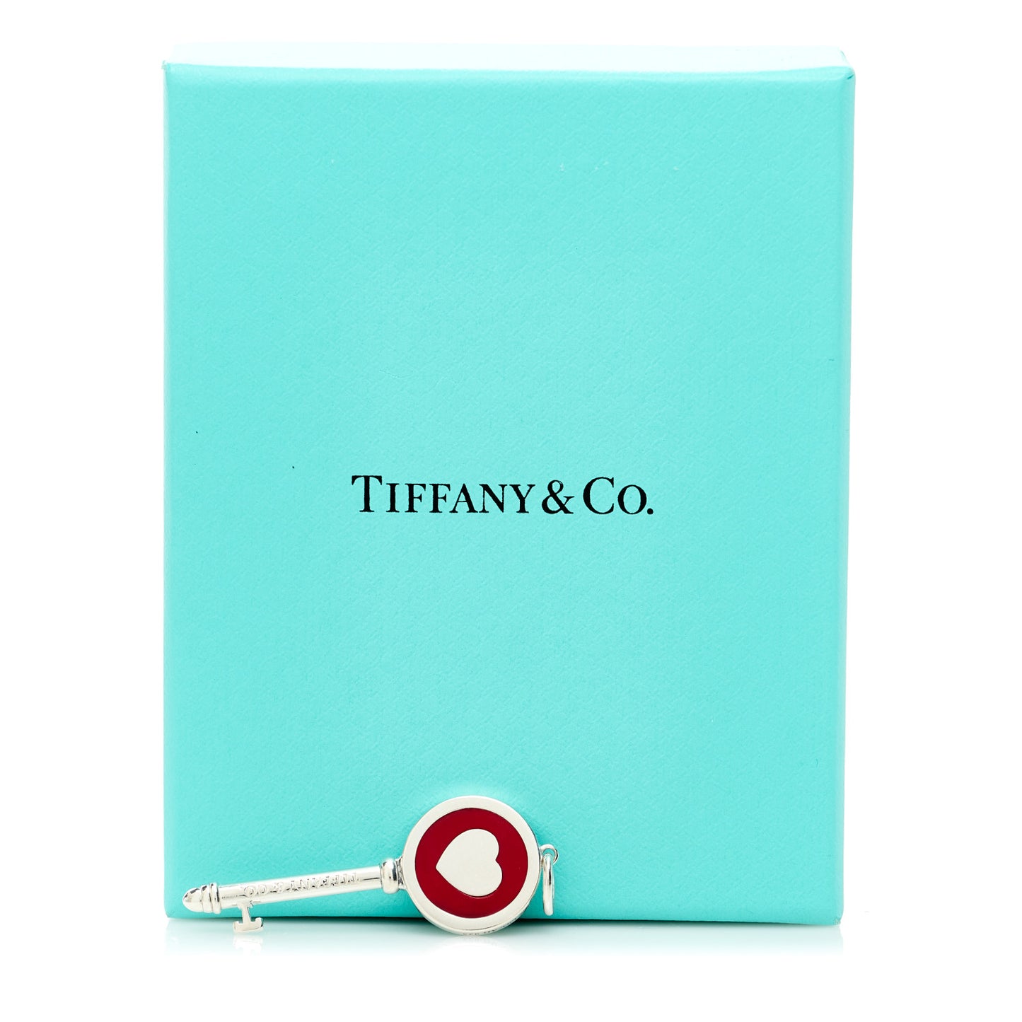 Sterling Silver Enamel Heart Key Pendant Red