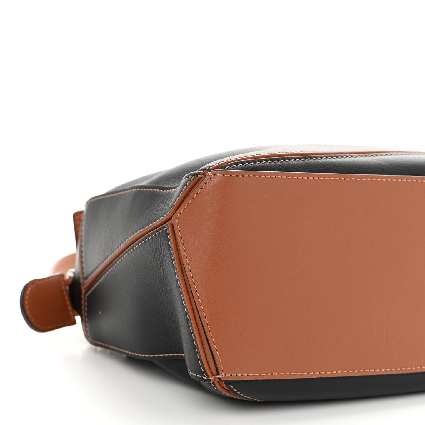 Calfskin Small Craft Puzzle Bag Tan Black
