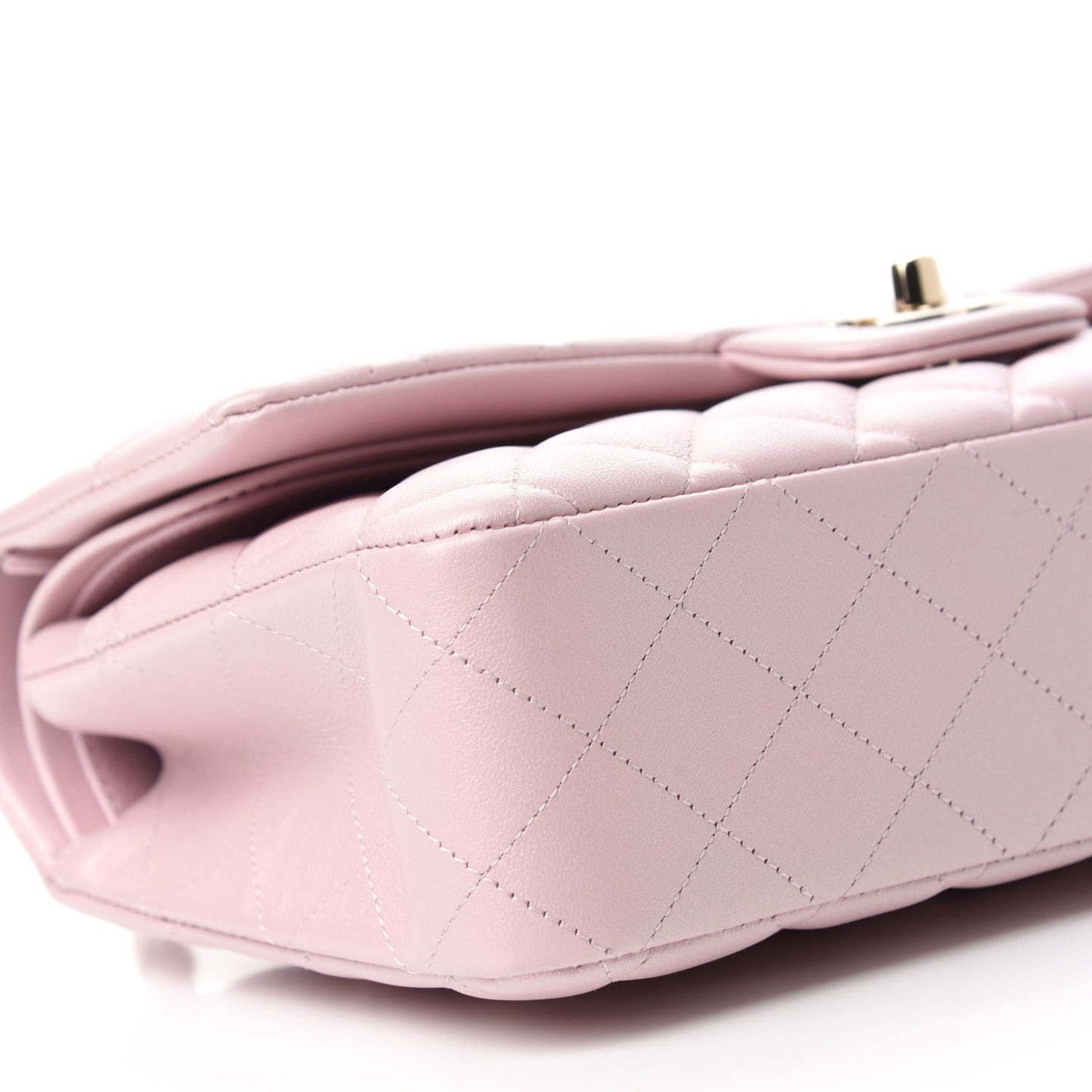 Iridescent Calfskin Quilted Medium Double Flap Light Pink