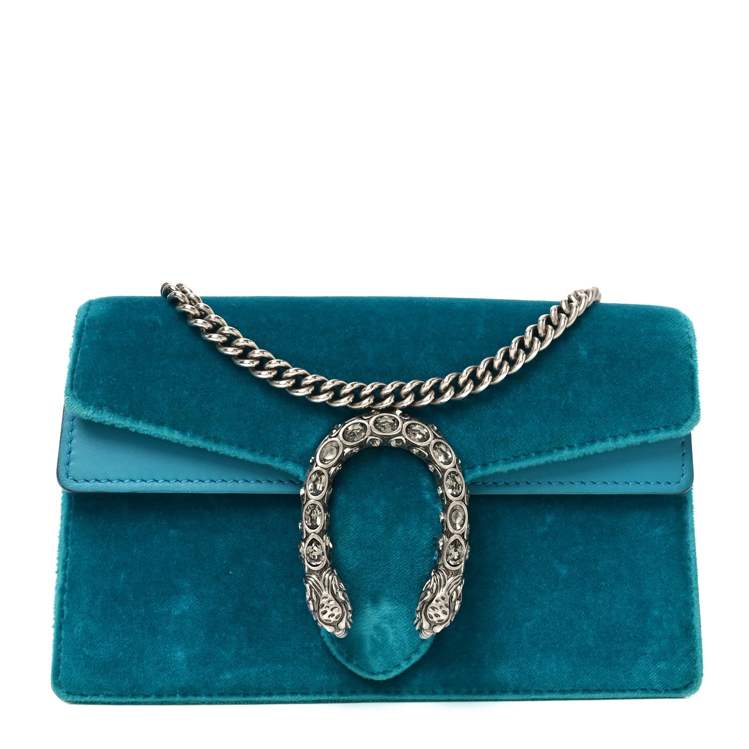 Gucci Velvet Super Mini Dionysus Shoulder Bag Pavone Cyan 1789884
