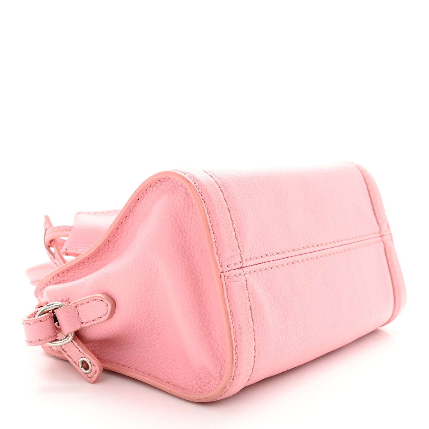 Pebbled Calfskin Mini Skull Padlock Zip Around Tote Petal