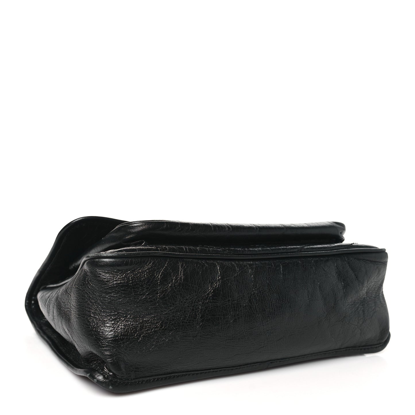 Crinkled Calfskin Matelasse Monogram Medium Niki Chain Satchel Black