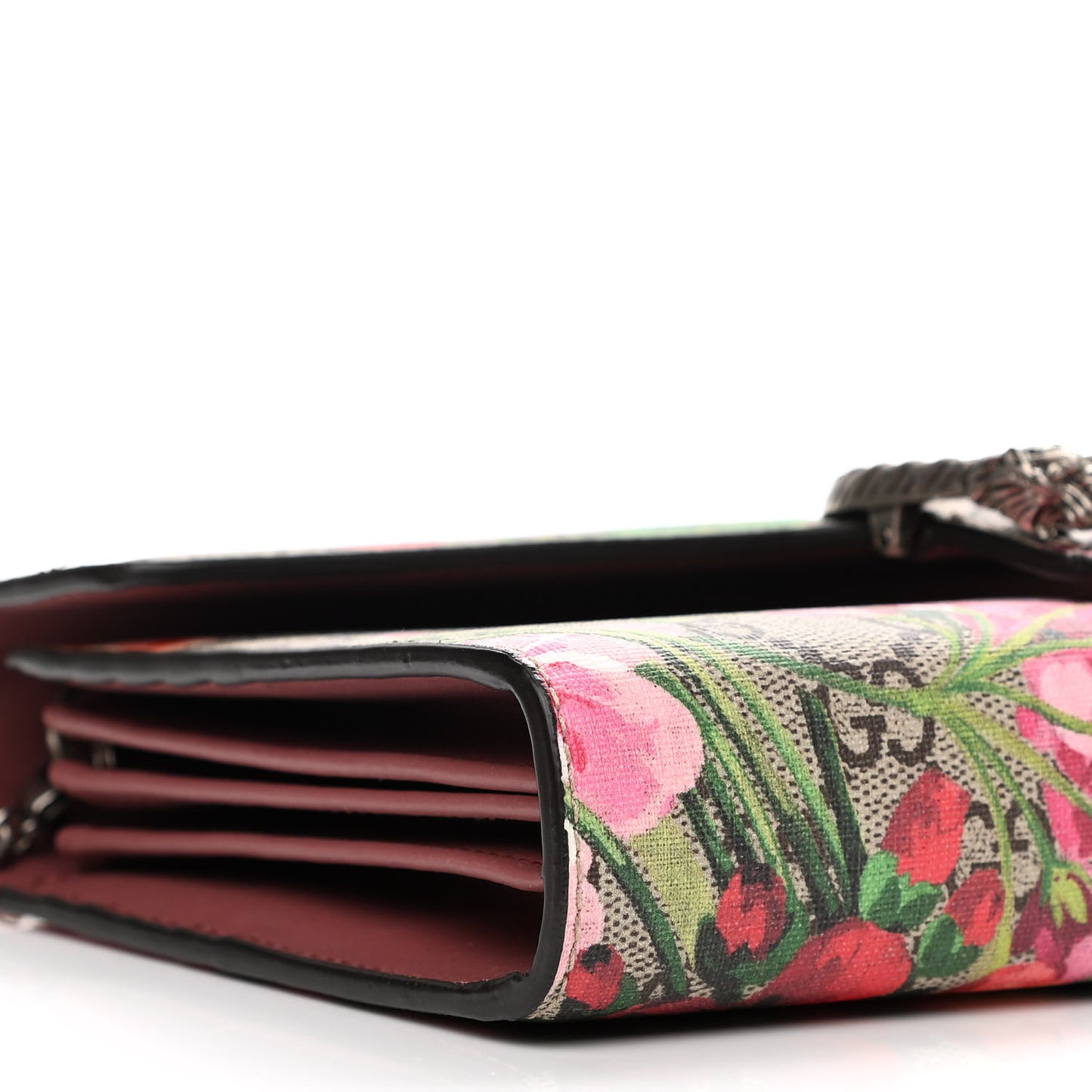 GG Supreme Monogram Blooms Mini Dionysus Chain Wallet Beige Multicolor Dry Rose