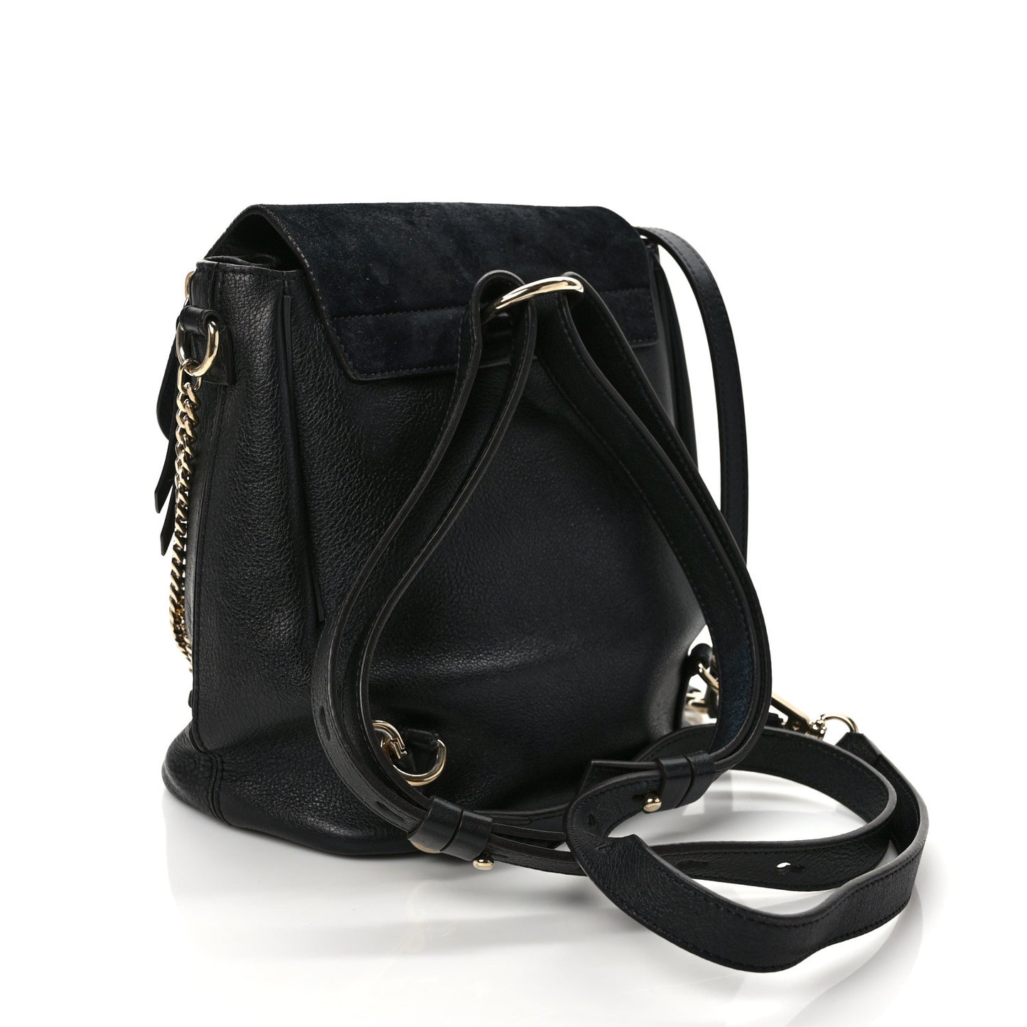 Suede Calfskin Small Faye Backpack Black