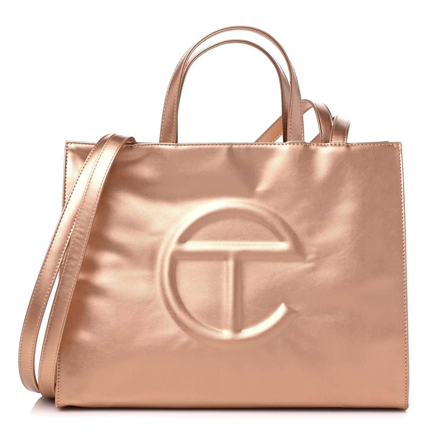 Telfar Metallic Vegan Leather Medium Shopping Bag Copper 1 of 11