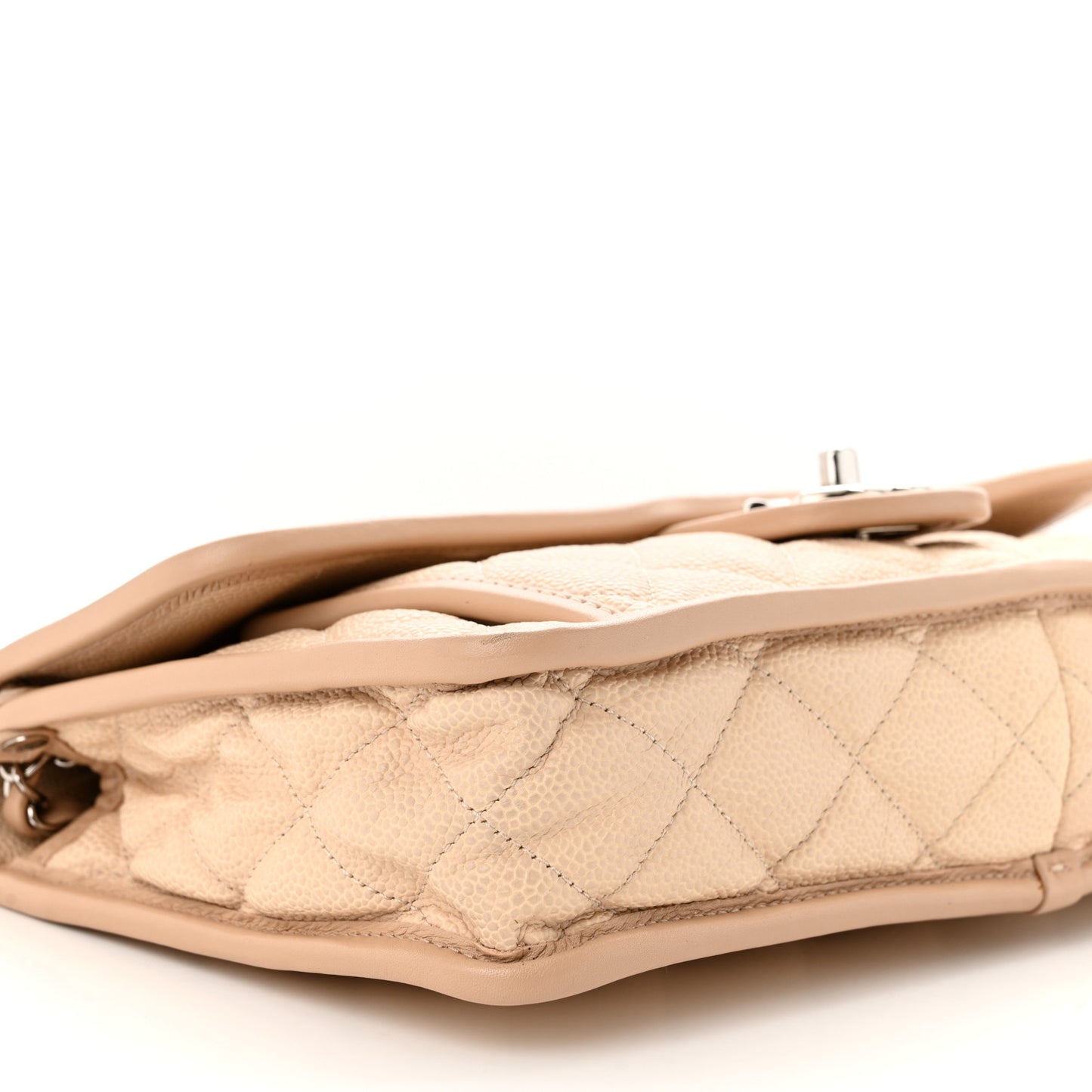 Caviar Quilted Large French Riviera Flap Beige