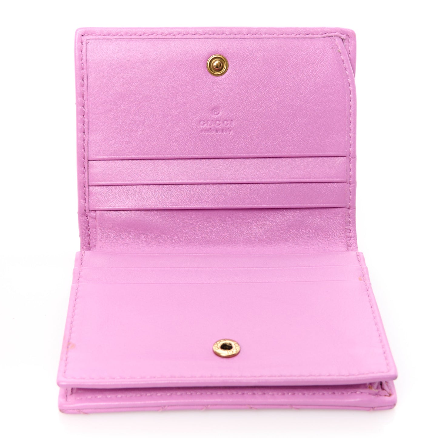 Calfskin Matelasse GG Marmont Card Case Candy Mousse