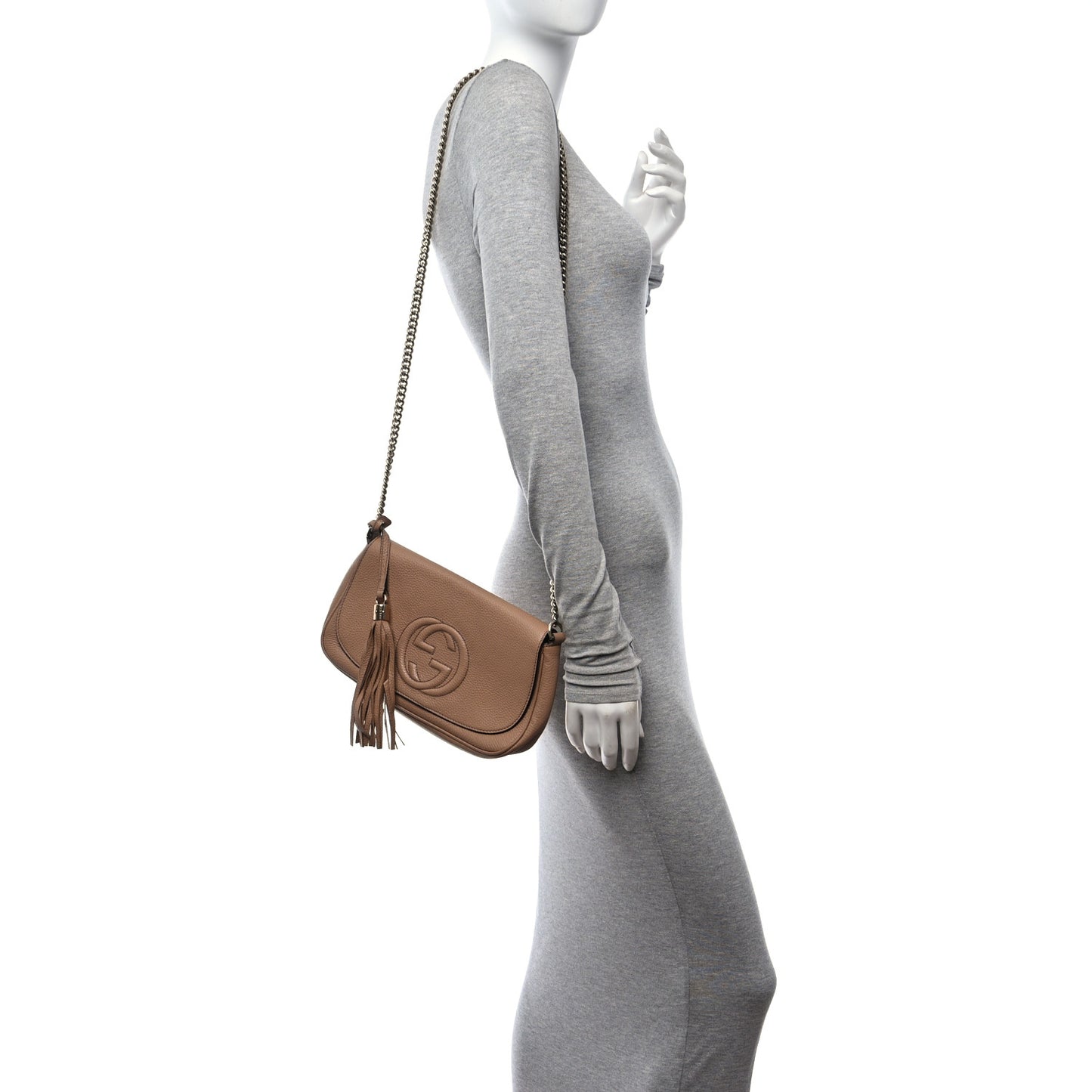 Pebbled Calfskin Medium Soho Flap Crossbody Camelia