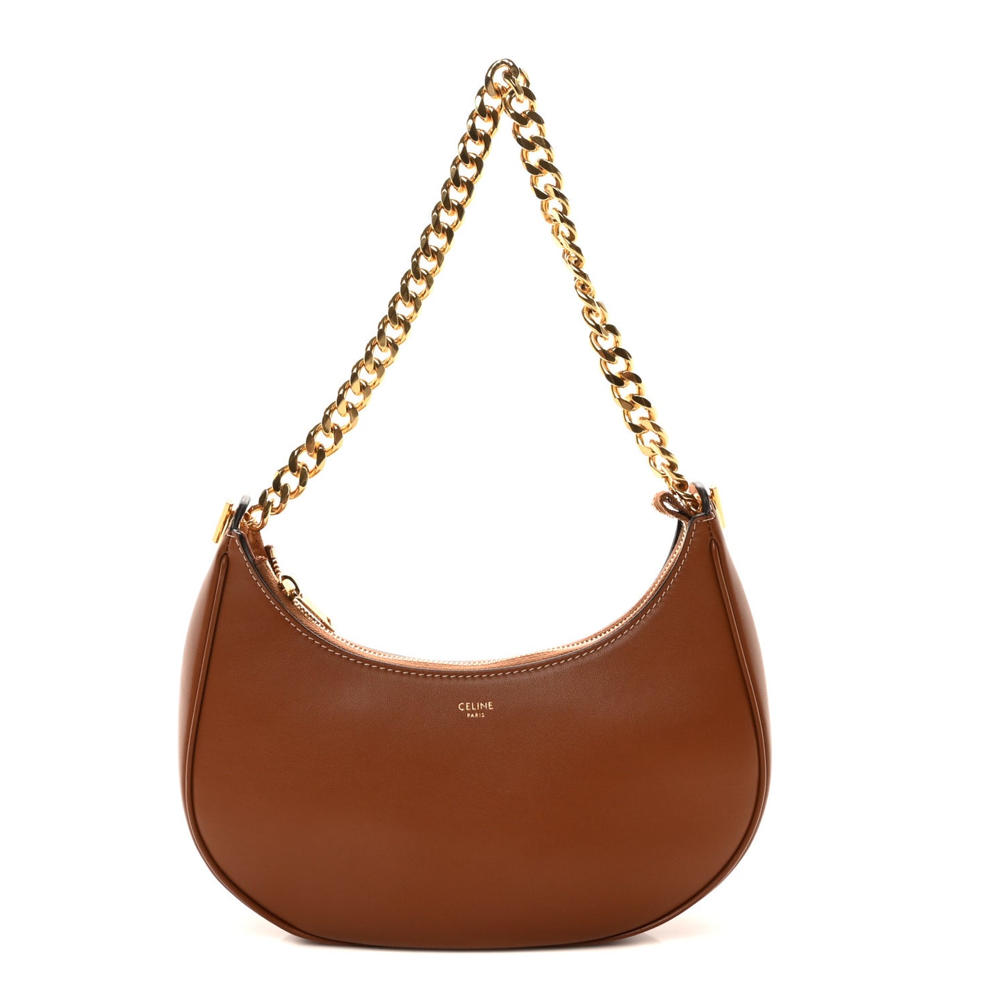 Smooth Calfskin Medium Chain Strap Ava Shoulder Bag Tan