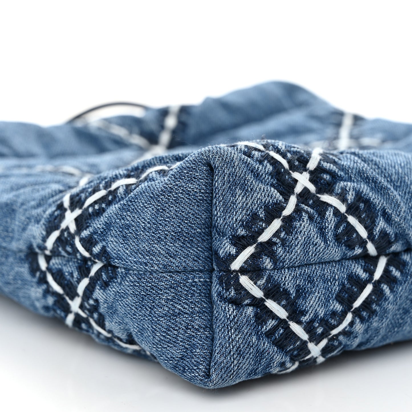 Denim Stitched Quilted Mini Chanel 22 Blue