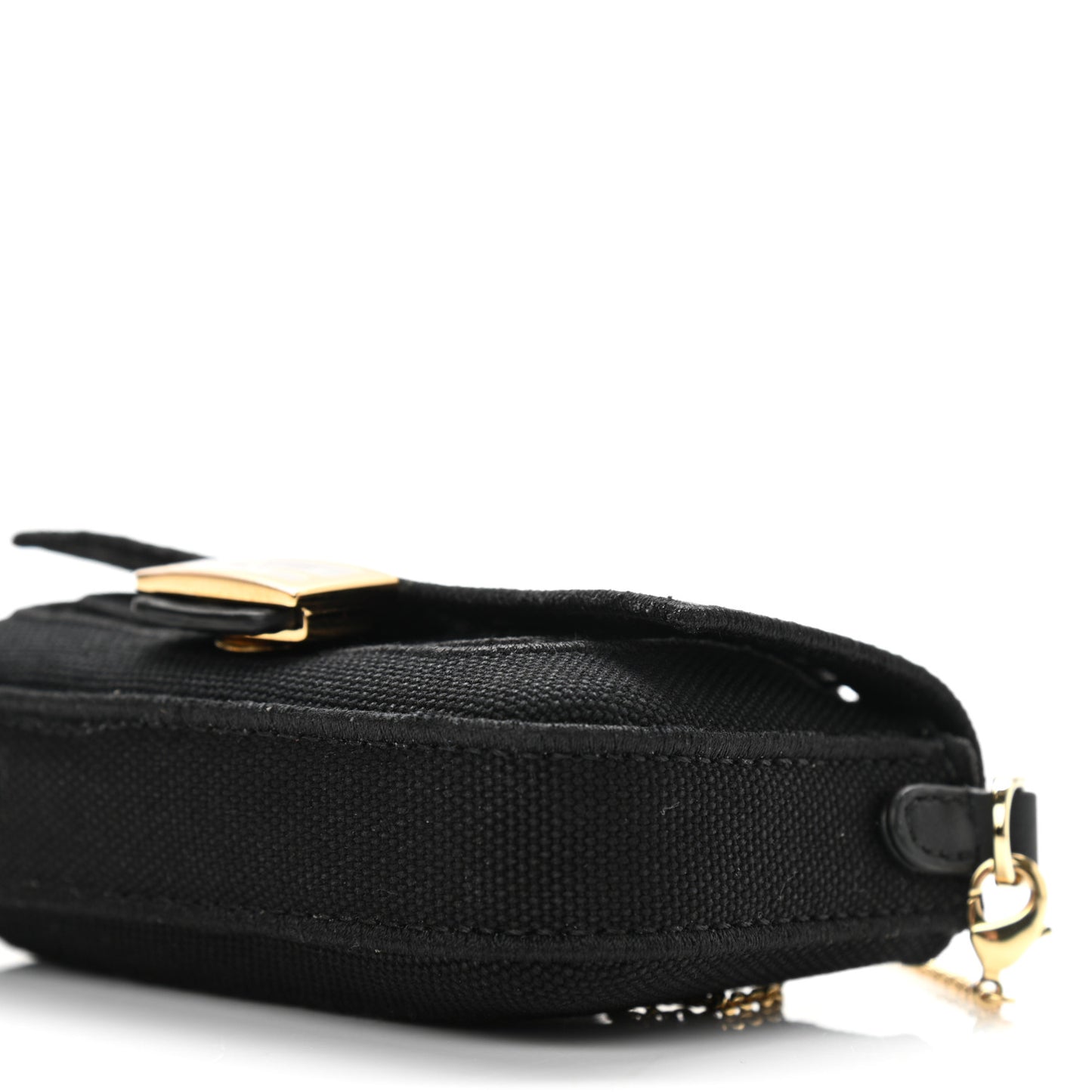 Canvas Embroidered Nano Baguette Charm Black