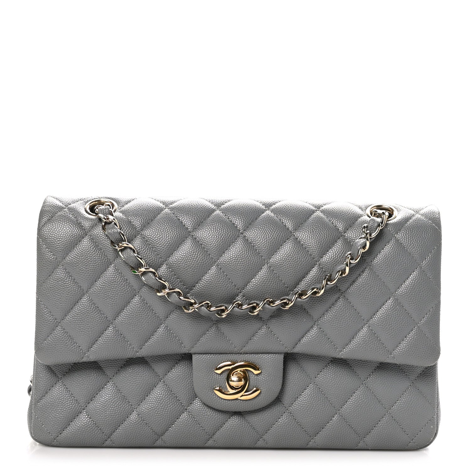 Chanel Caviar Quilted Medium Double Flap Grey 1 of 12