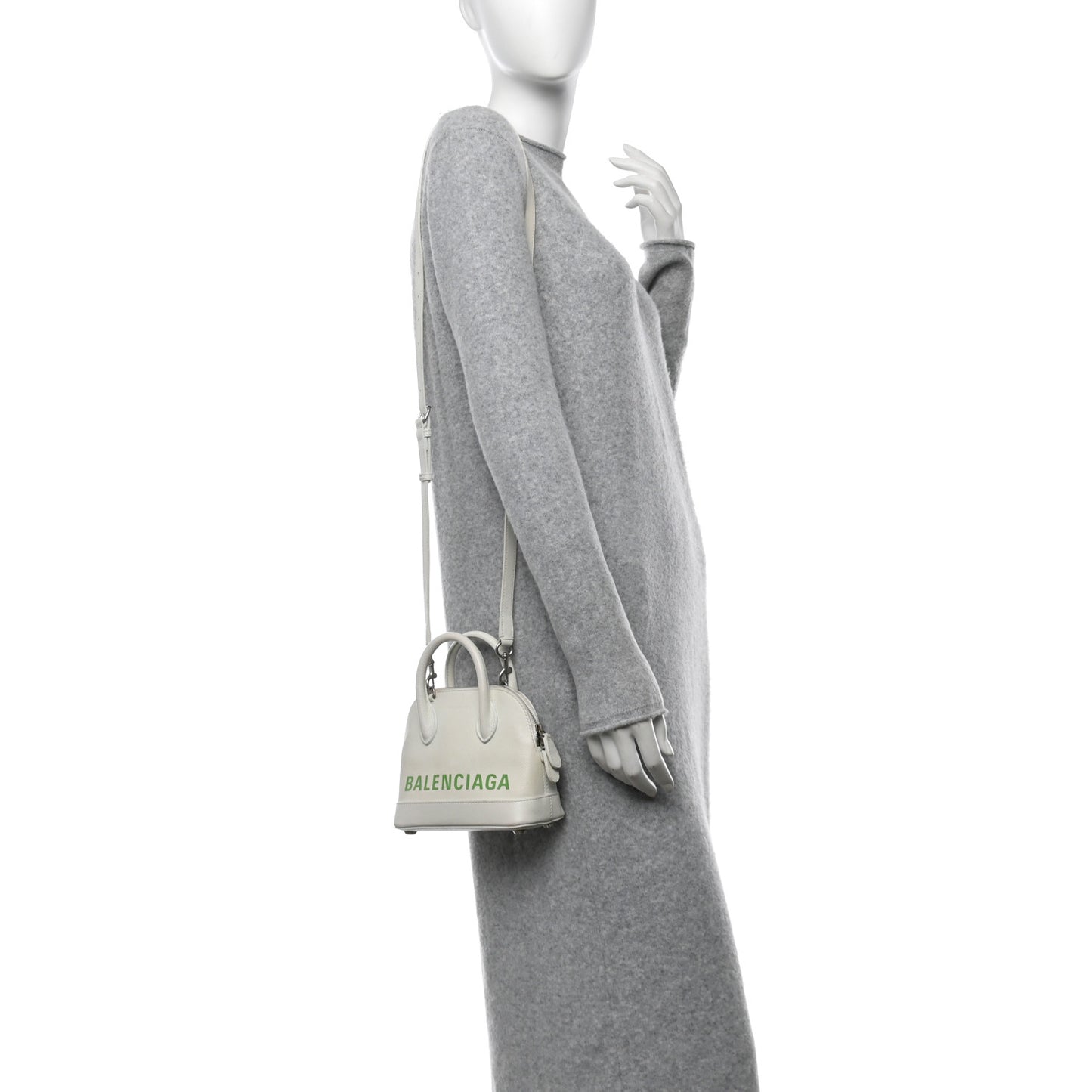 Grained Calfskin Logo XXS Ville Top Handle Bag White Light Green