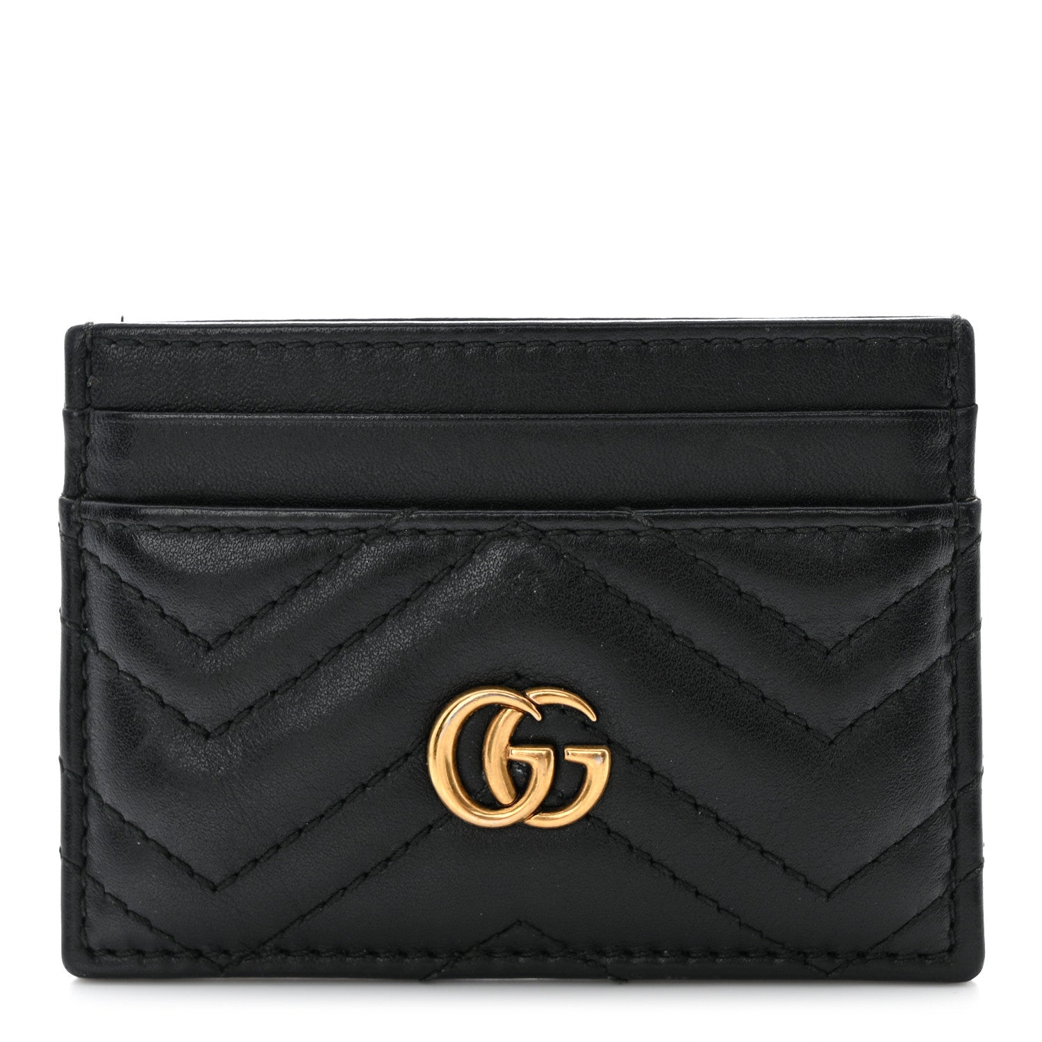 Gucci Calfskin Matelasse GG Marmont Card Holder Black 1 of 6