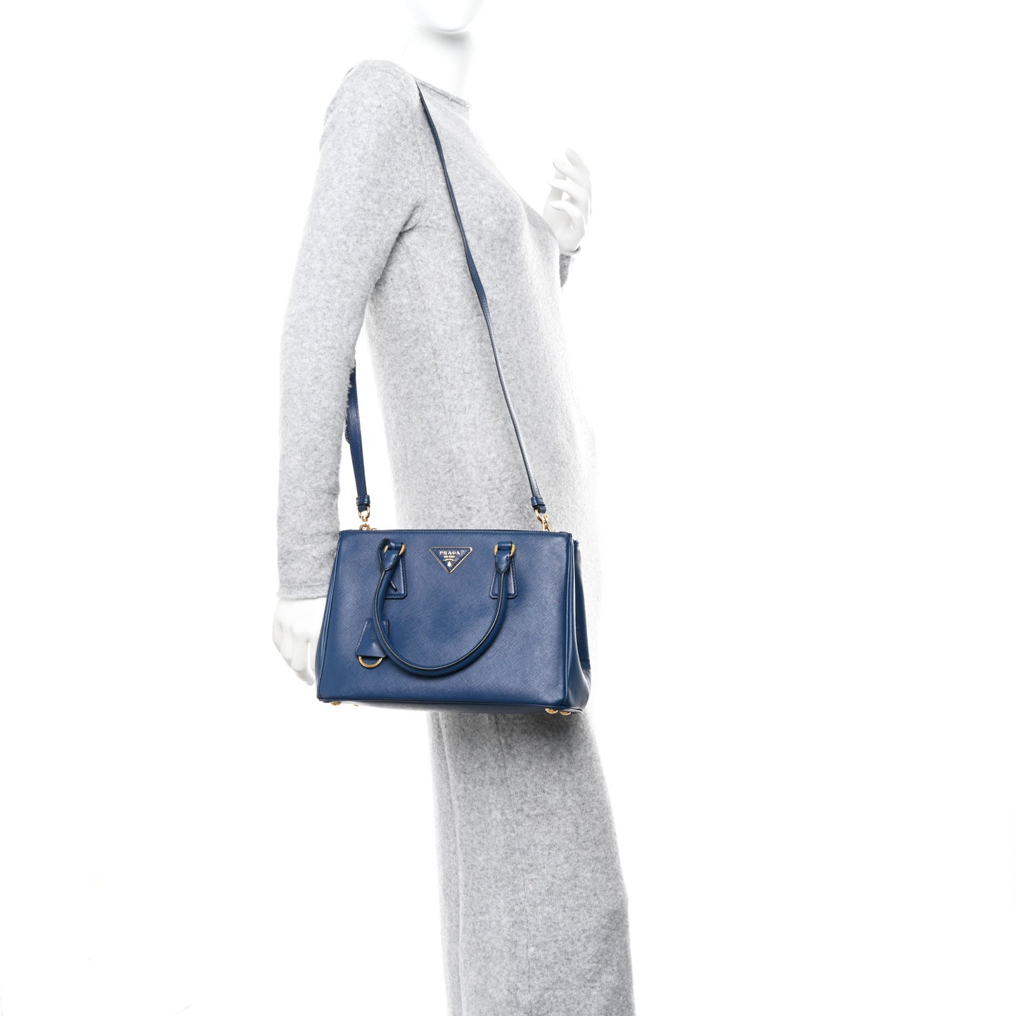 Saffiano Small Galleria Double Zip Tote Bluette