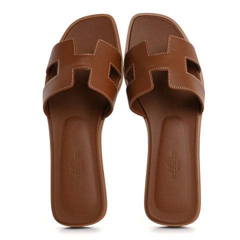 Box Calfskin Oran Sandals 37 Gold