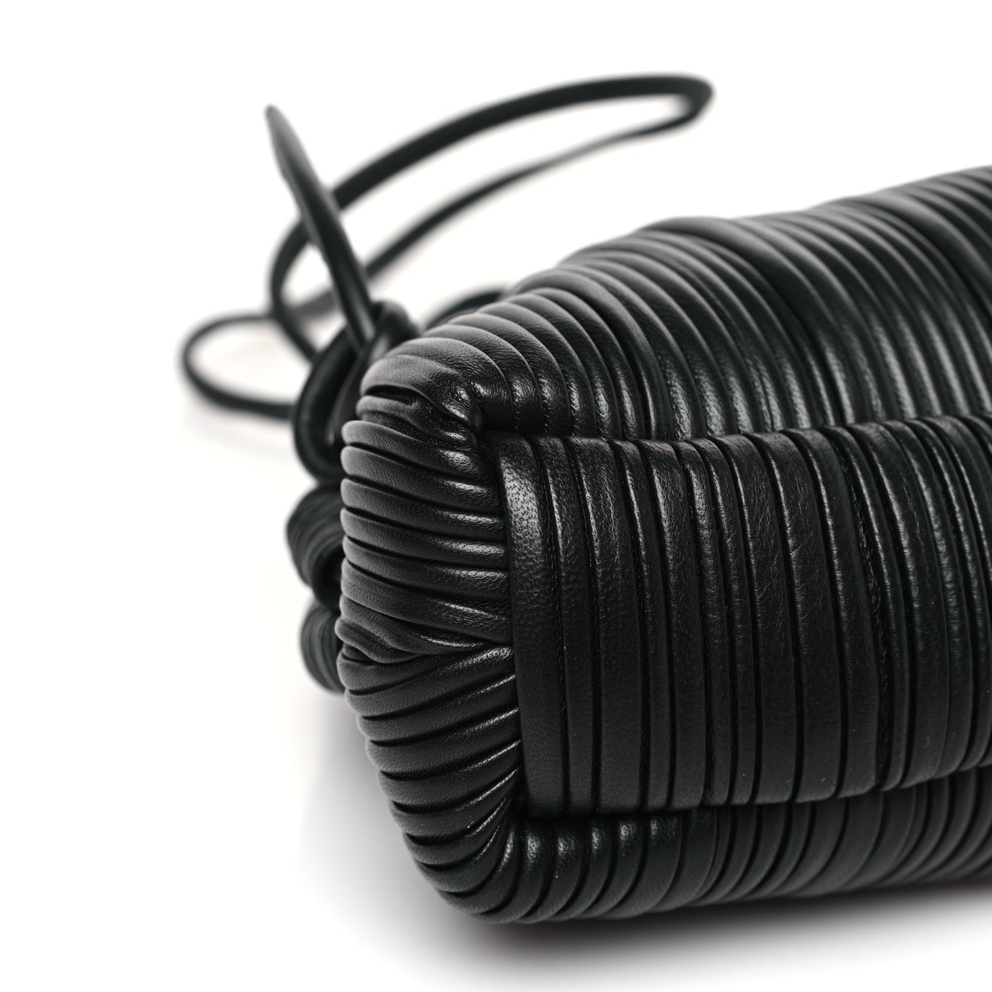 Lambskin Pleated Mini Cloud Clutch Black