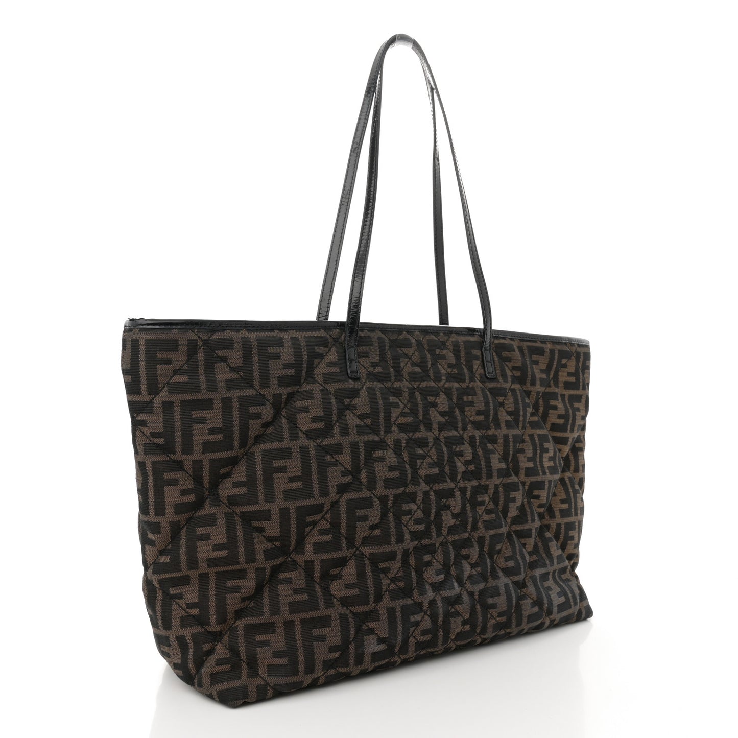 Zucca Quilted Medium Roll Tote Tobacco Black