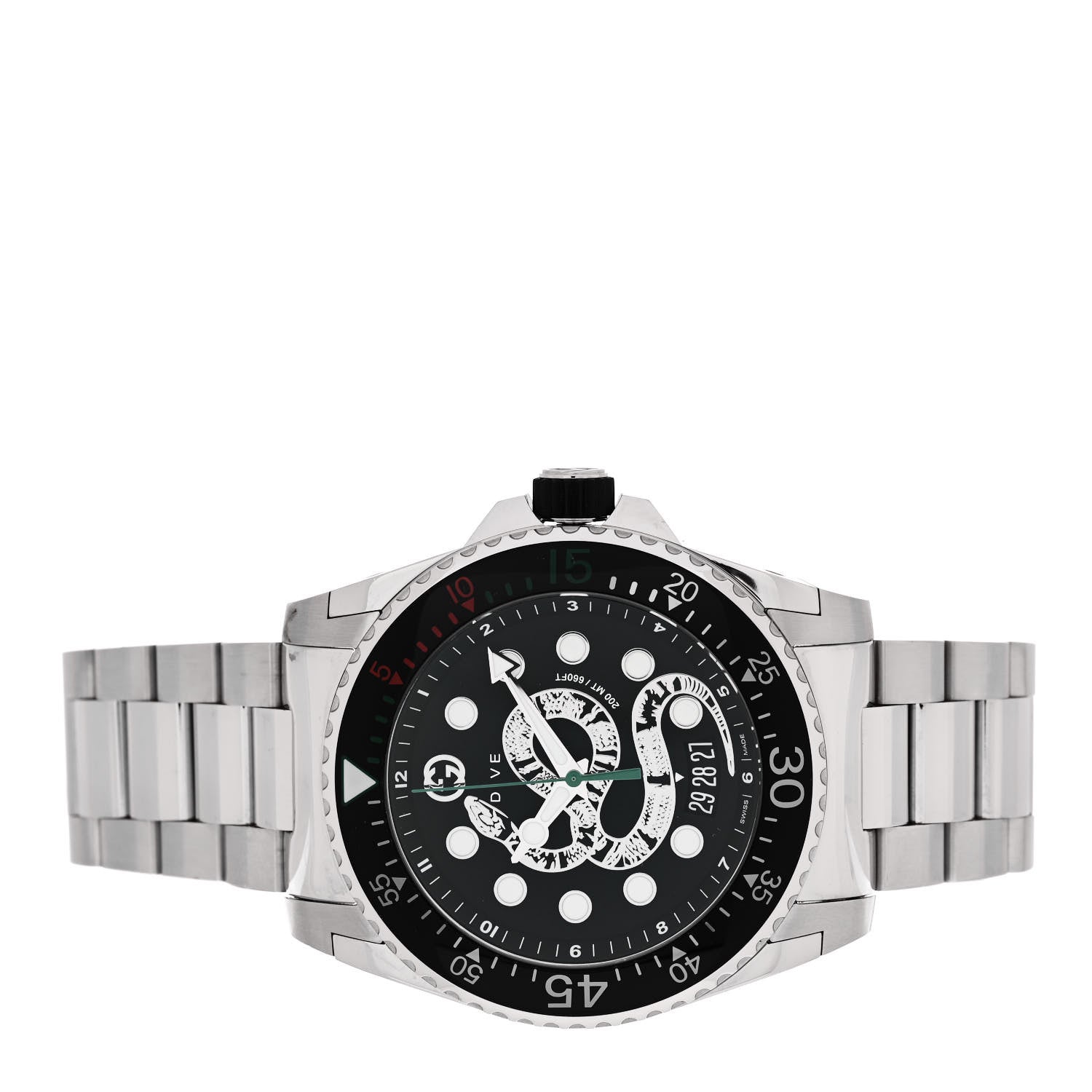 Gucci Stainless Steel 45mm Dive Snake Quartz Watch Black 2 of 4