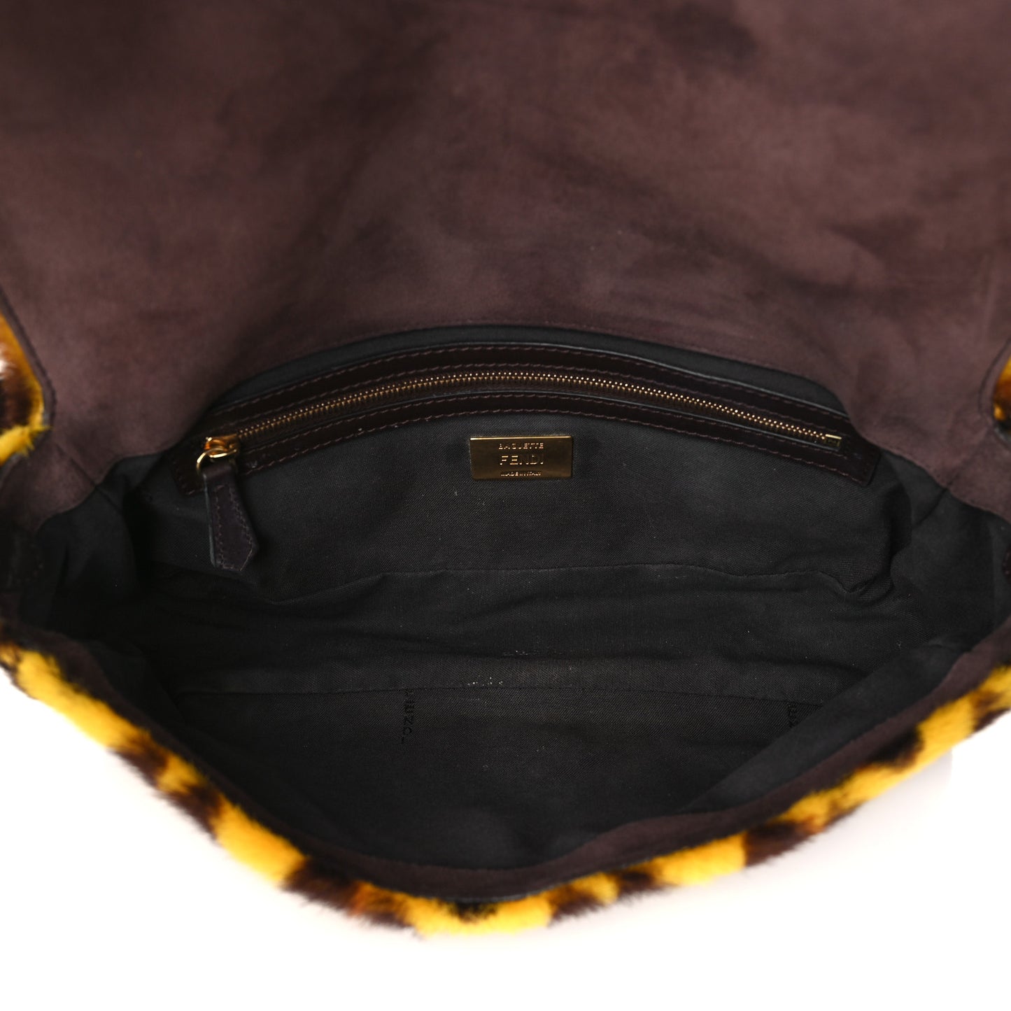 Calf Hair Leopard Print Baguette Yellow Multicolor