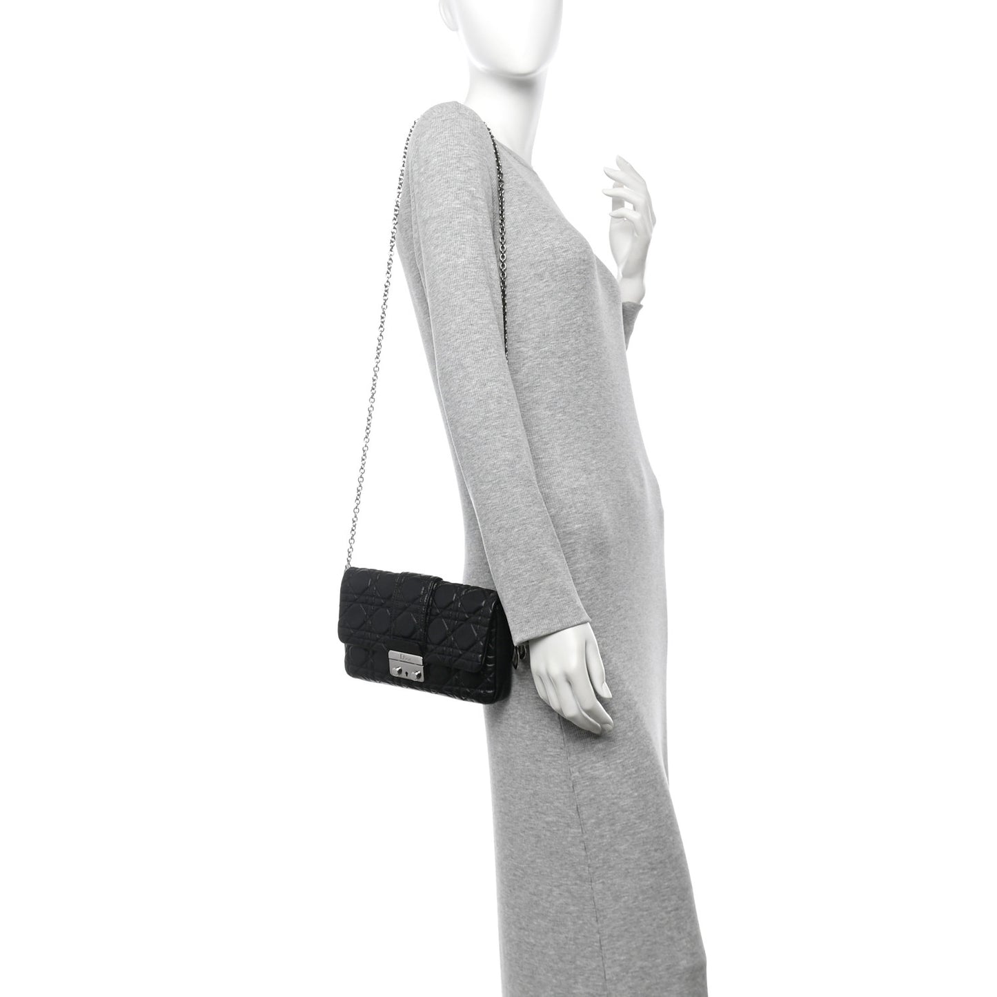 Lambskin Cannage Miss Dior Promenade Pouch Black