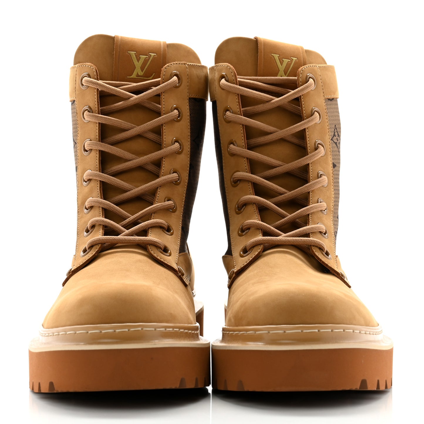 Nubuck Monogram Jacquard Mens Ranger Ankle Boots 10.5 Beige