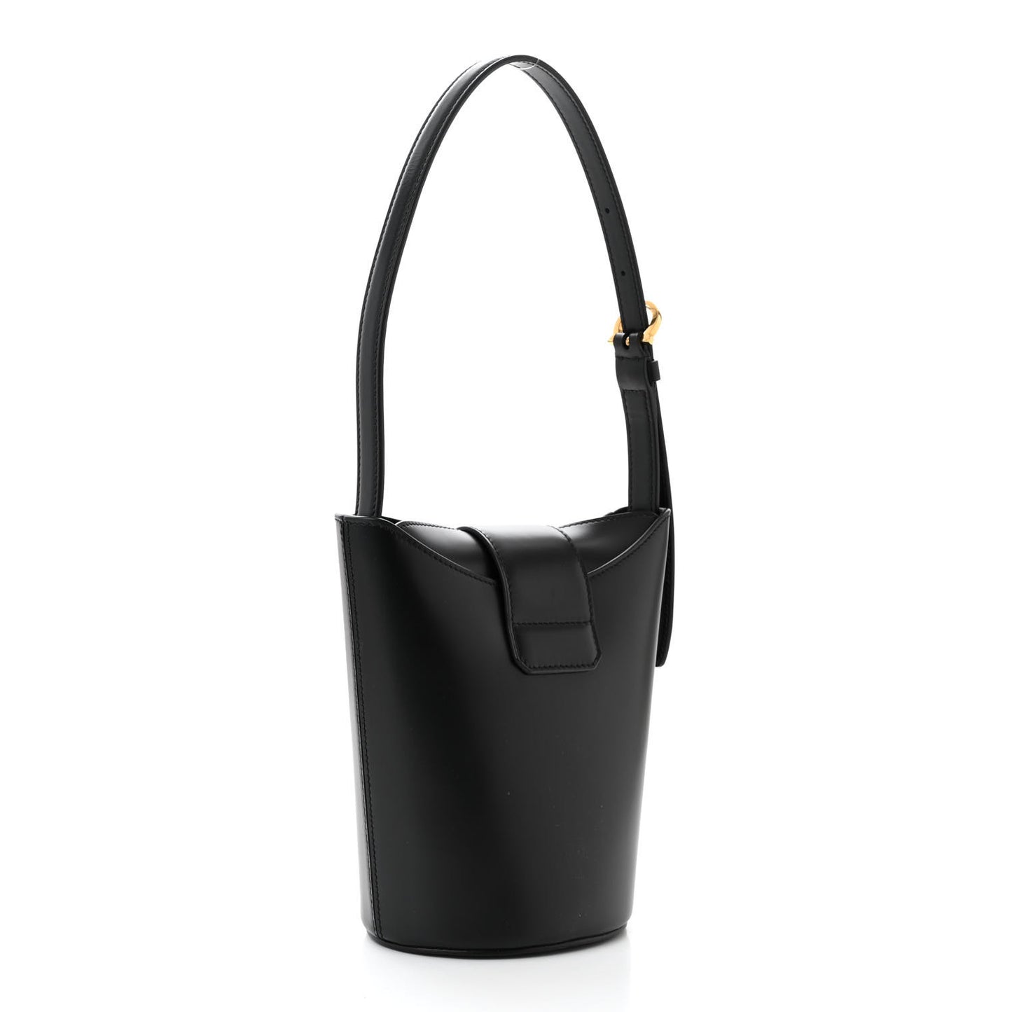 Calfskin Small Trifolio Bucket Shoulder Bag Black