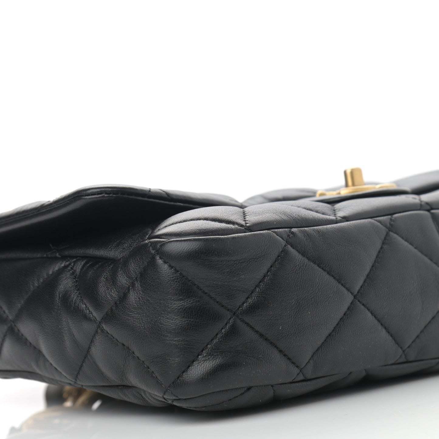 Lambskin Quilted Large CC Funky Town Flap Black