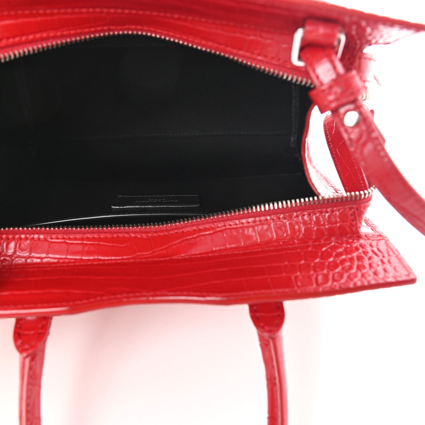 Calfskin Crocodile Embossed Small Uptown Tote Rouge Eros