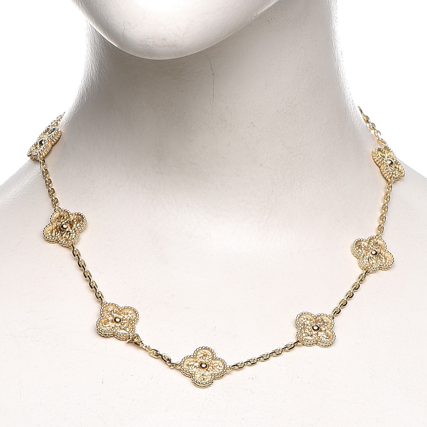 Van Cleef & Arpels 18K Yellow Gold 10 Motifs Vintage Alhambra Necklace 2 of 5