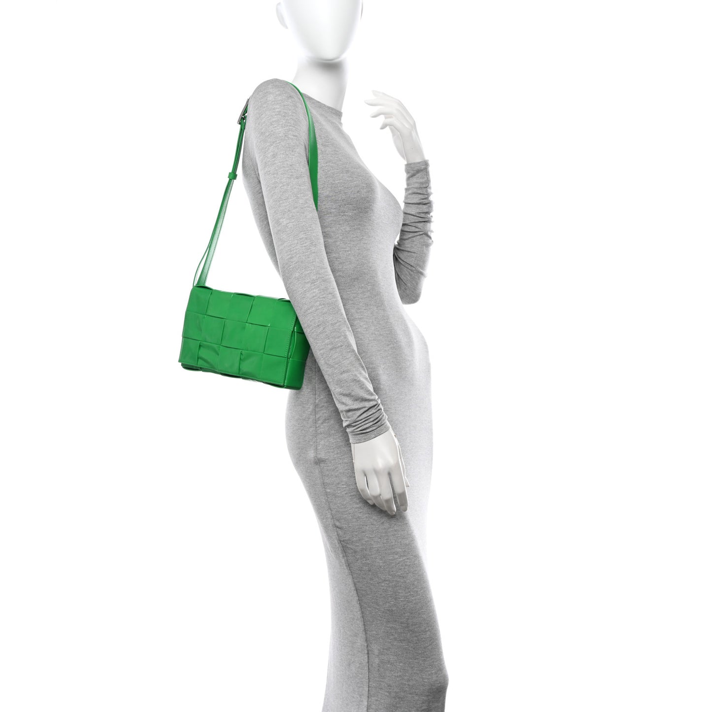 Paper Calfskin Maxi Intreccio Cassette Crossbody Bag Grass