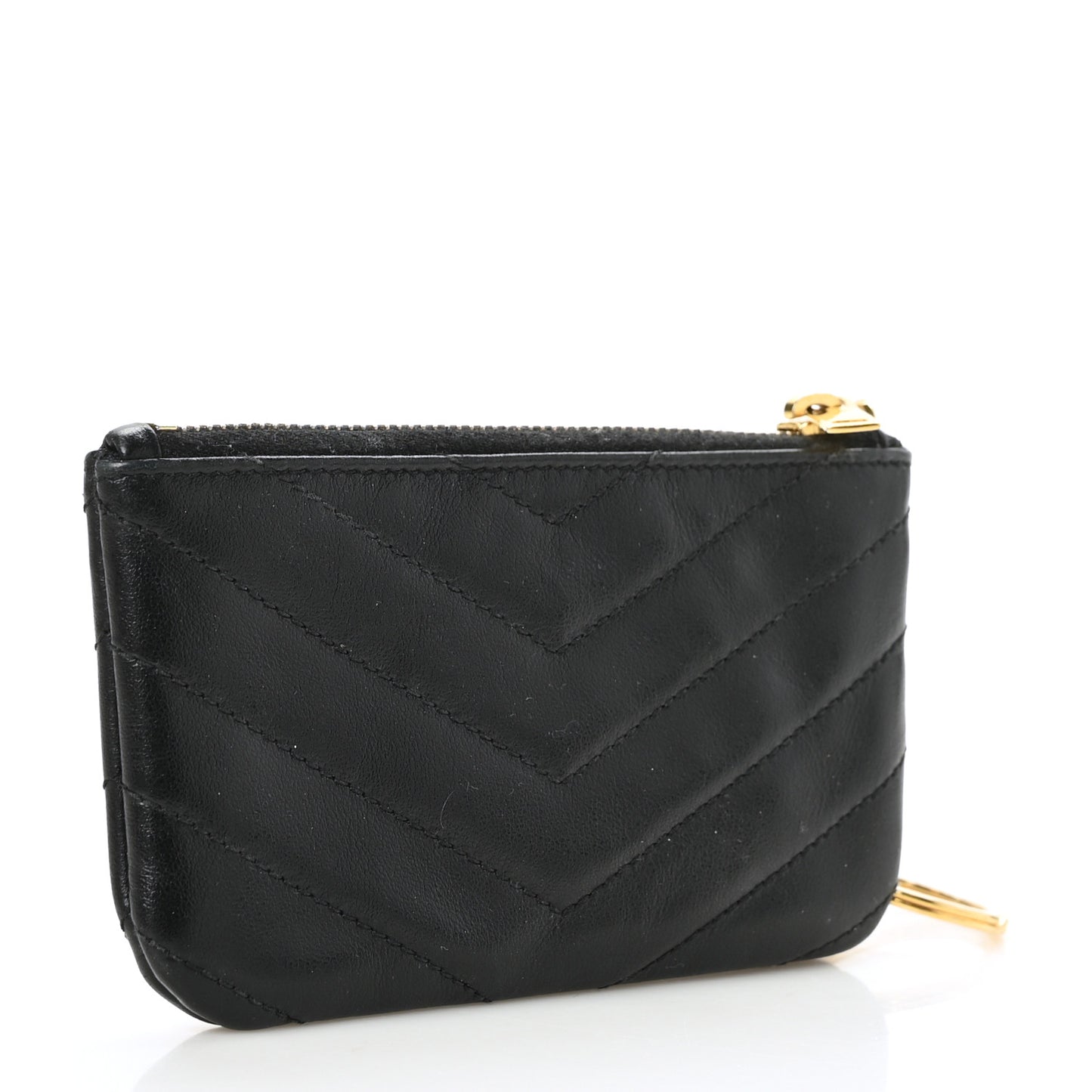 Calfskin Matelasse Monogram Key Pouch Black