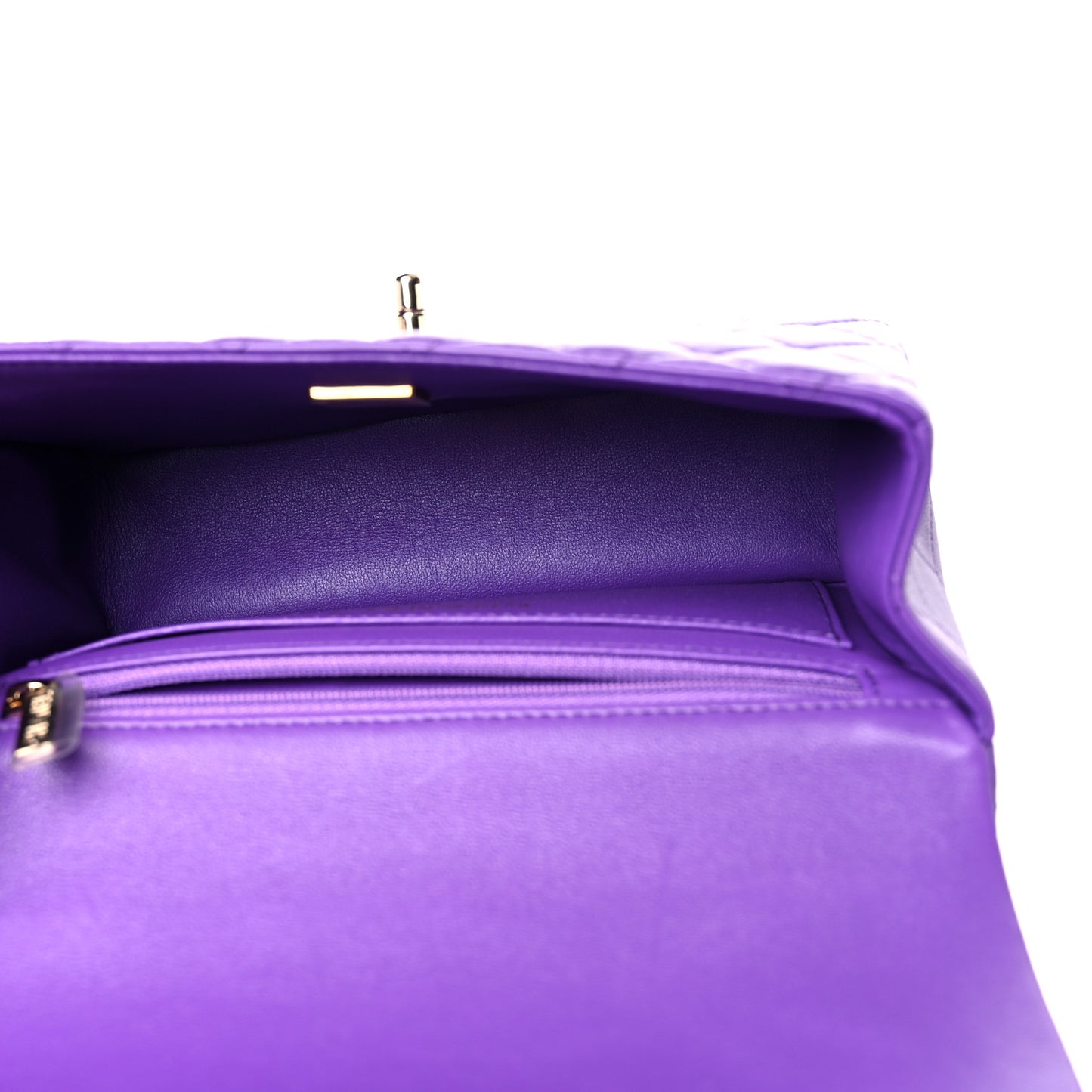 Lambskin Quilted Mini Top Handle Rectangular Flap Dark Purple