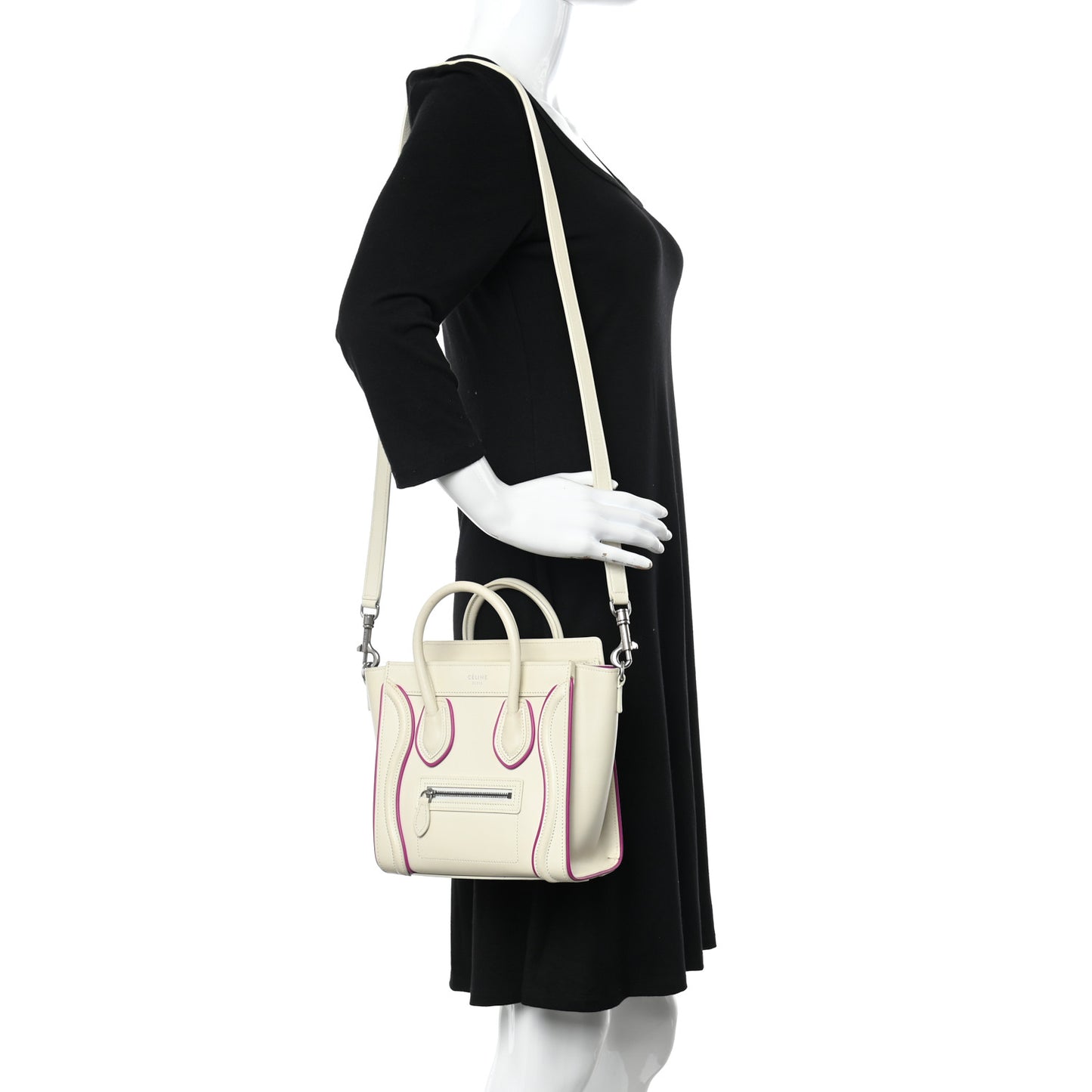 Smooth Calfskin Nano Luggage White Magenta