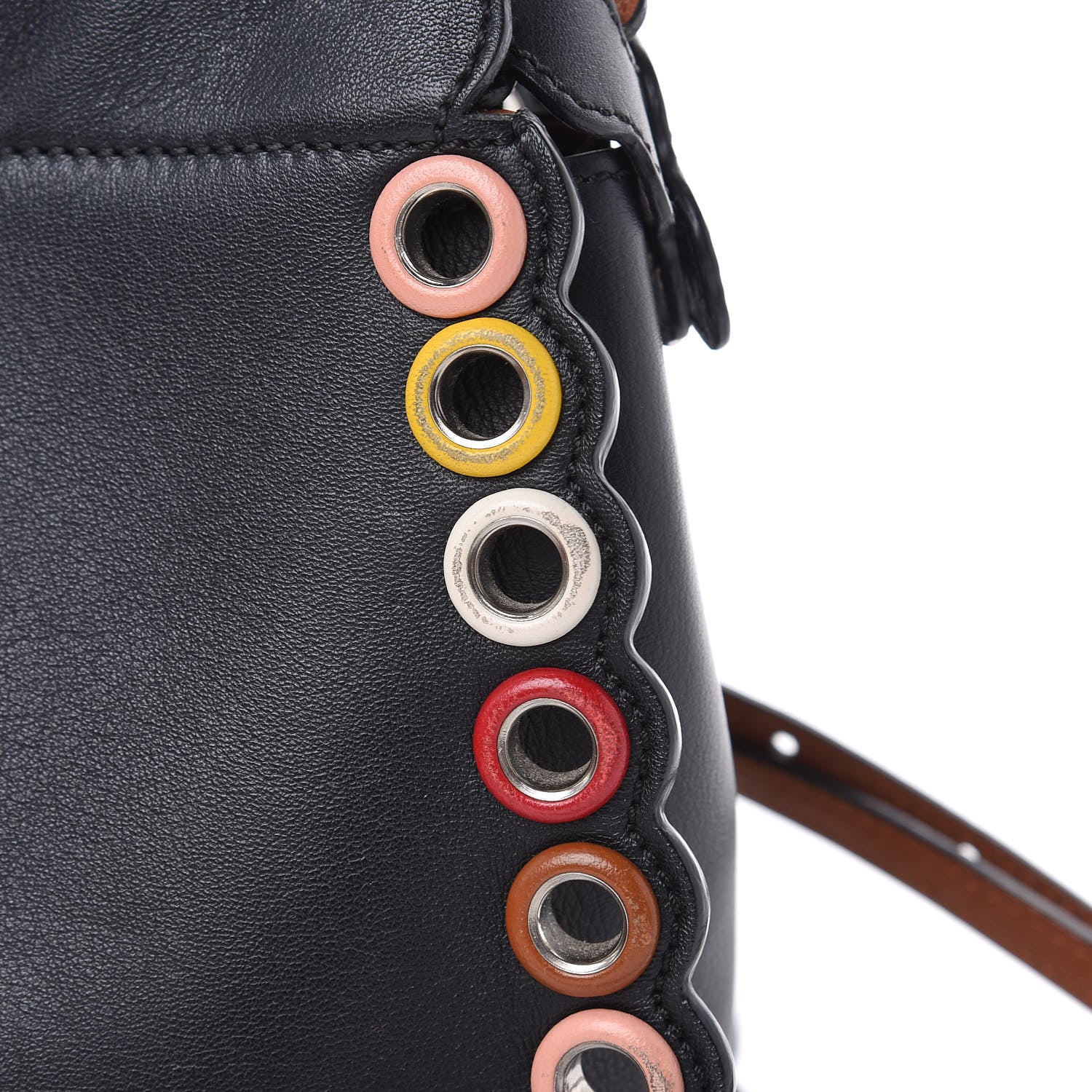 Fendi Nappa Scalloped Grommet Mini Peekaboo Iconic Satchel Black Multicolor 10 of 14