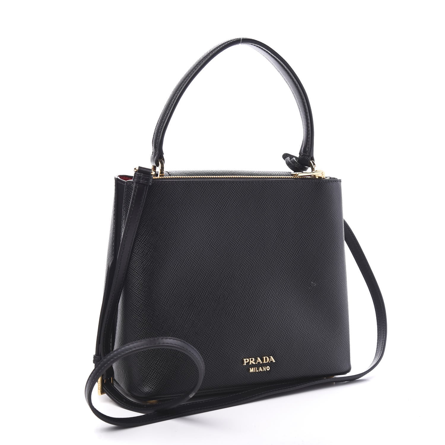 Prada Saffiano Small Ingrid Top Handle Bag Black 2 of 8